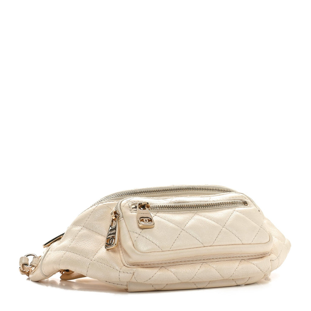 Calfskin Quilted All About Waist Belt Bag Light Beige