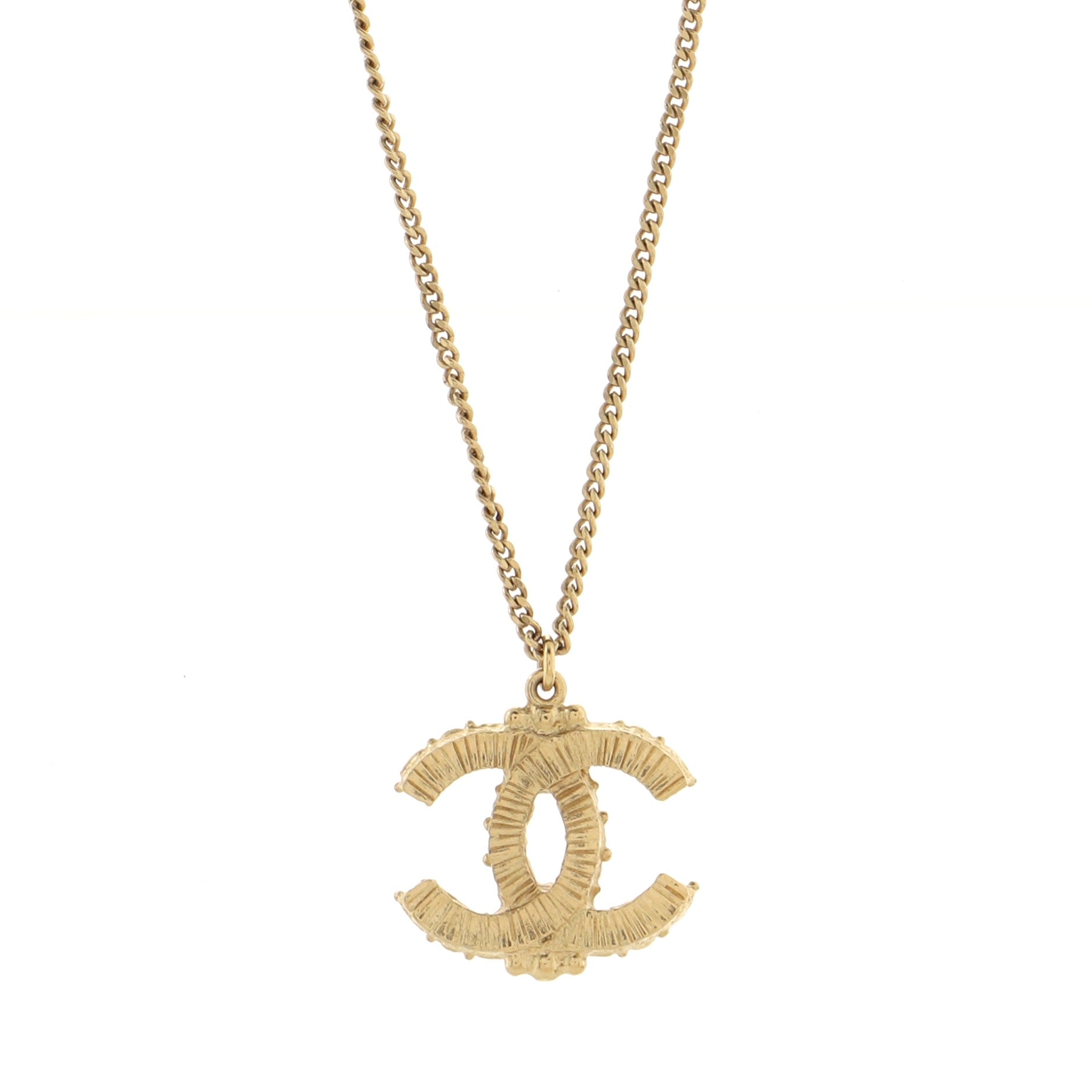 CC Pendant Necklace Metal with Enamel and Crystals