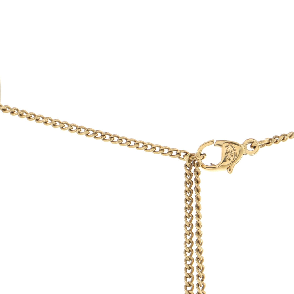 CC Pendant Necklace Metal with Enamel and Crystals