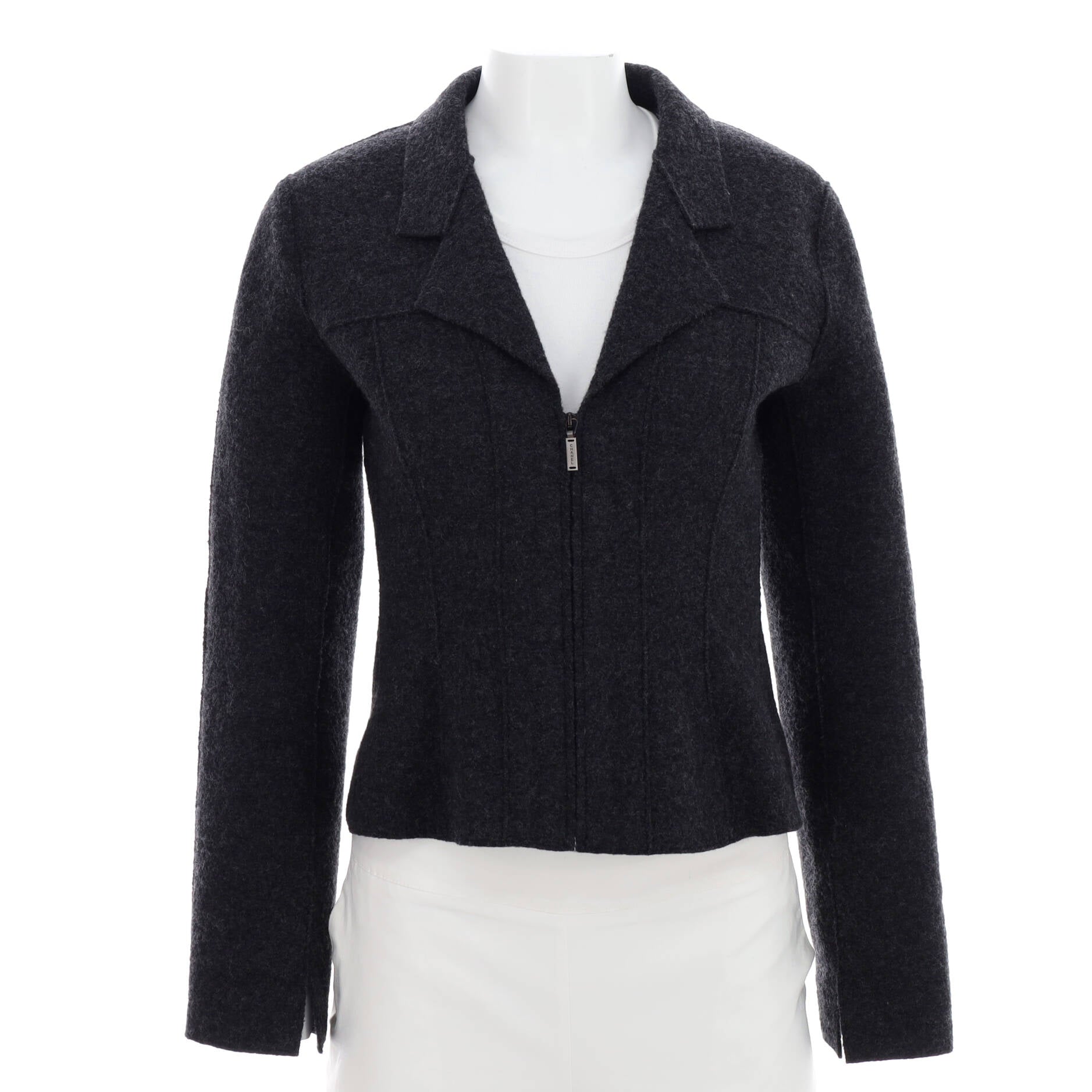 Women's Vintage Zip Up Boned Jacket Wool