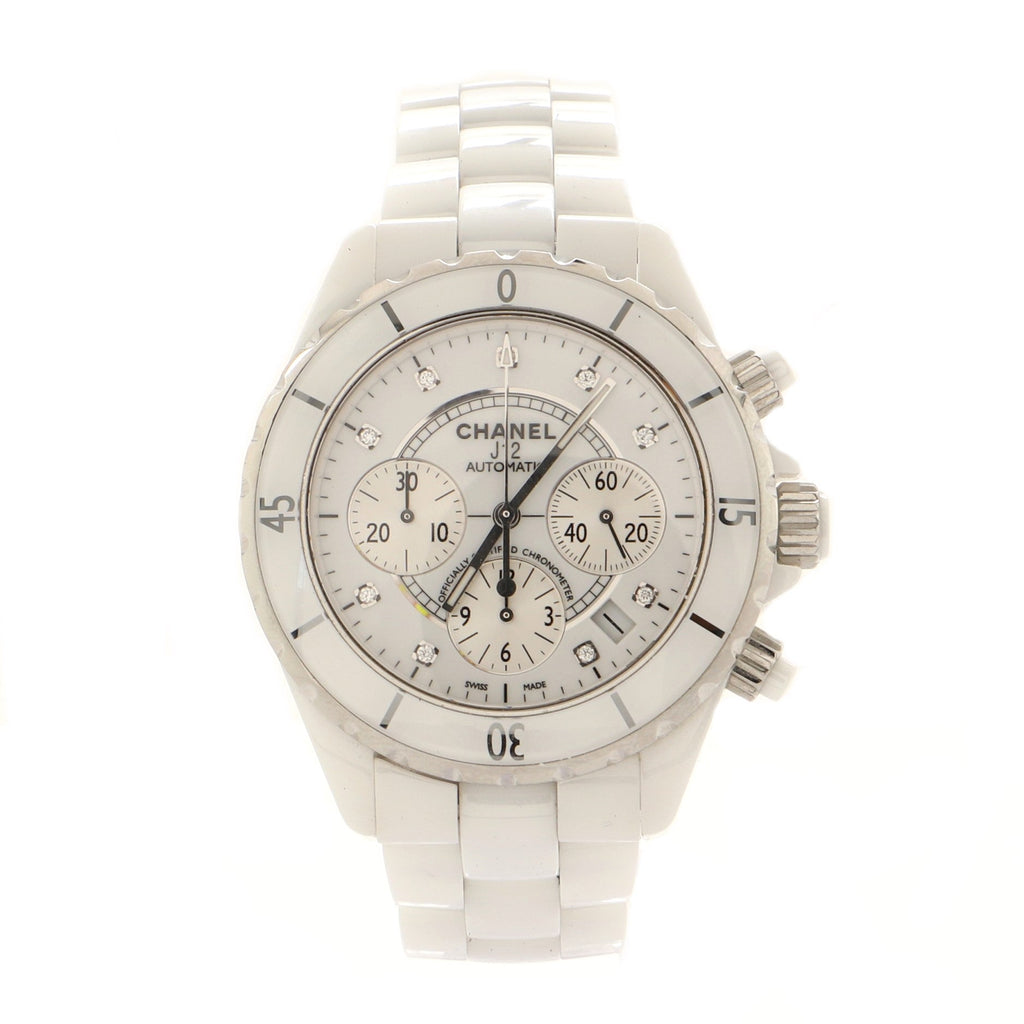 J12 Chronograph Automatic Watch Ceramic and Stainless Steel with Diamond Markers 41