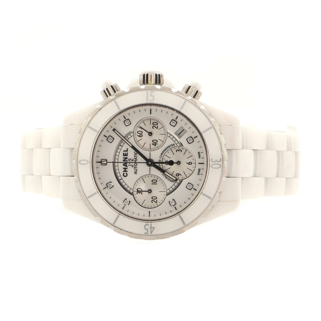 J12 Chronograph Automatic Watch Ceramic and Stainless Steel with Diamond Markers 41