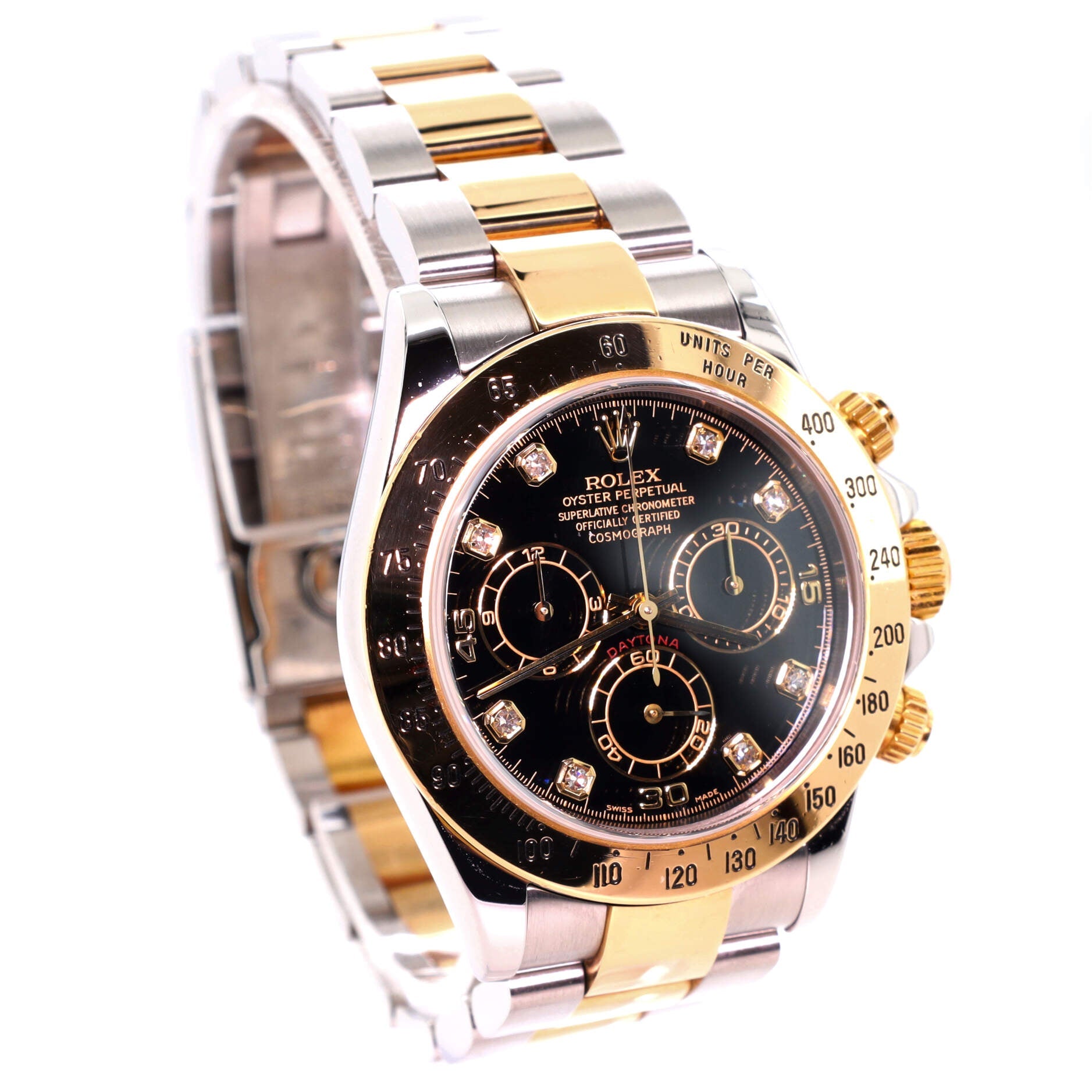 Oyster Perpetual Cosmograph Daytona Automatic Watch Stainless Steel and Yellow Gold with Diamond Markers 40