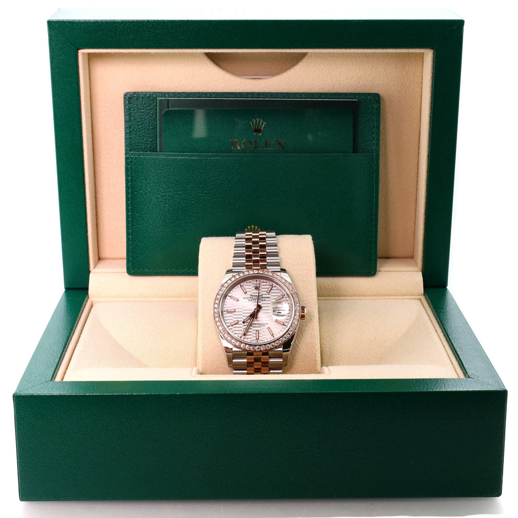 Oyster Perpetual Datejust Automatic Watch Stainless Steel and Rose Gold with Diamond Bezel 36