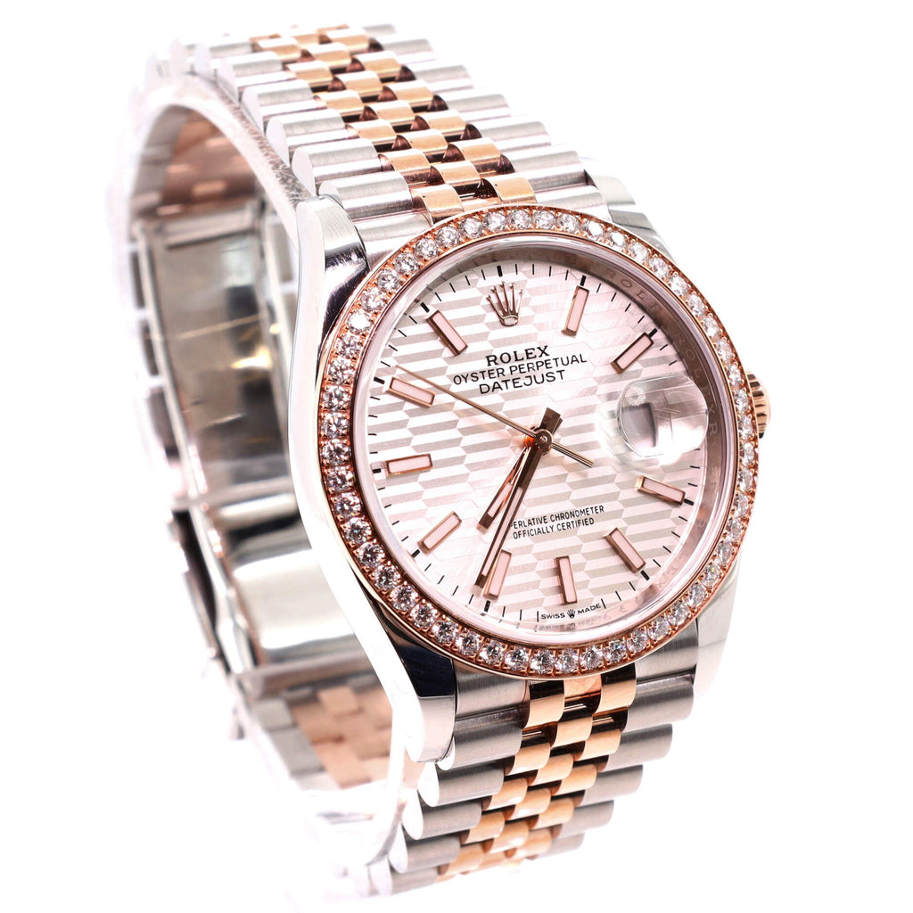 Oyster Perpetual Datejust Automatic Watch Stainless Steel and Rose Gold with Diamond Bezel 36