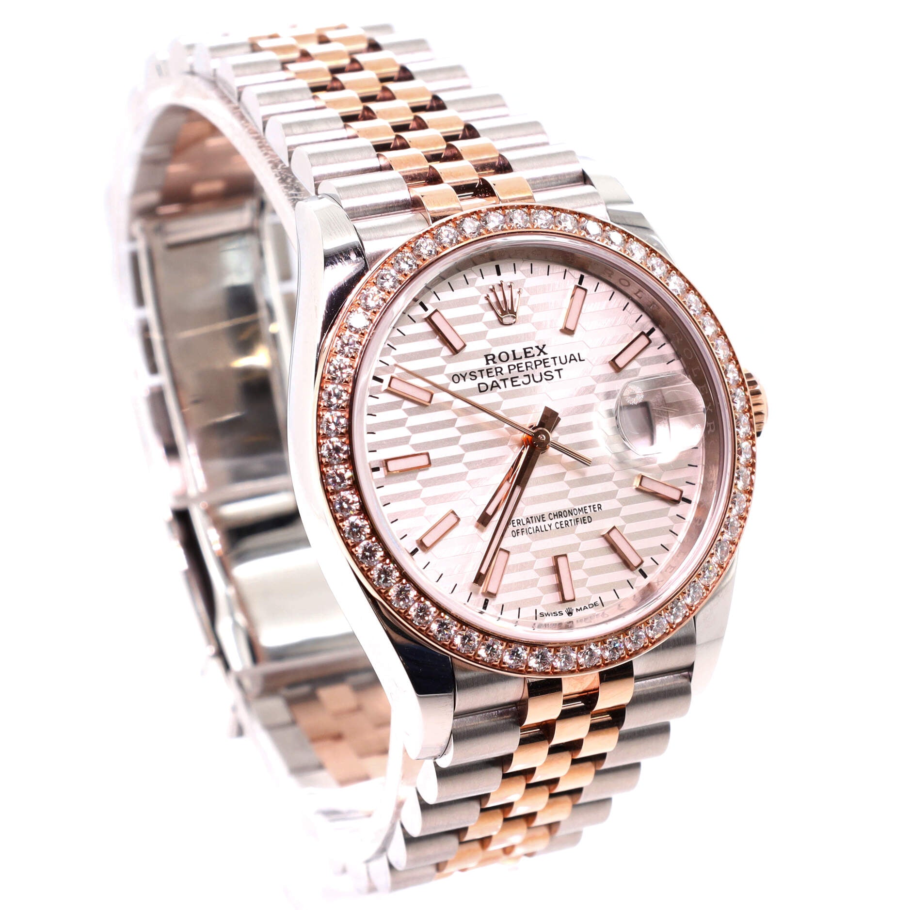 Oyster Perpetual Datejust Automatic Watch Stainless Steel and Rose Gold with Diamond Bezel 36