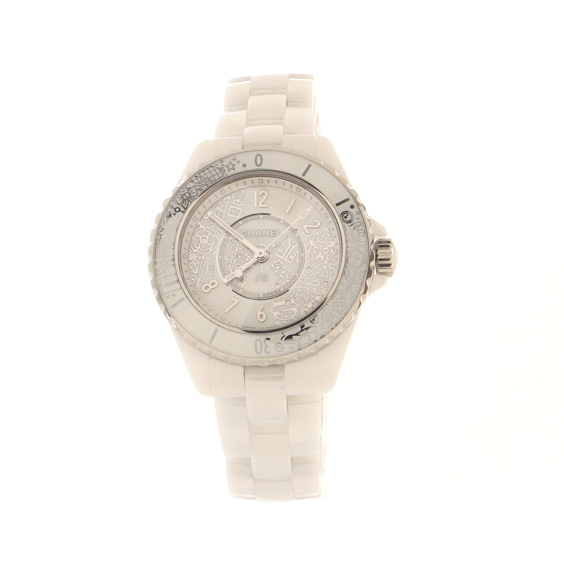 J12-20 Limited Edition Quartz Watch Ceramic and Stainless Steel with Diamonds 33