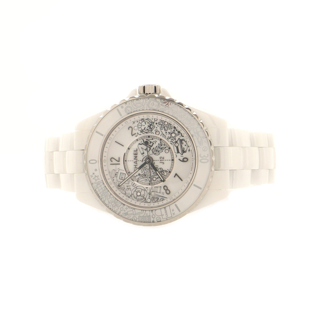 J12-20 Limited Edition Quartz Watch Ceramic and Stainless Steel with Diamonds 33