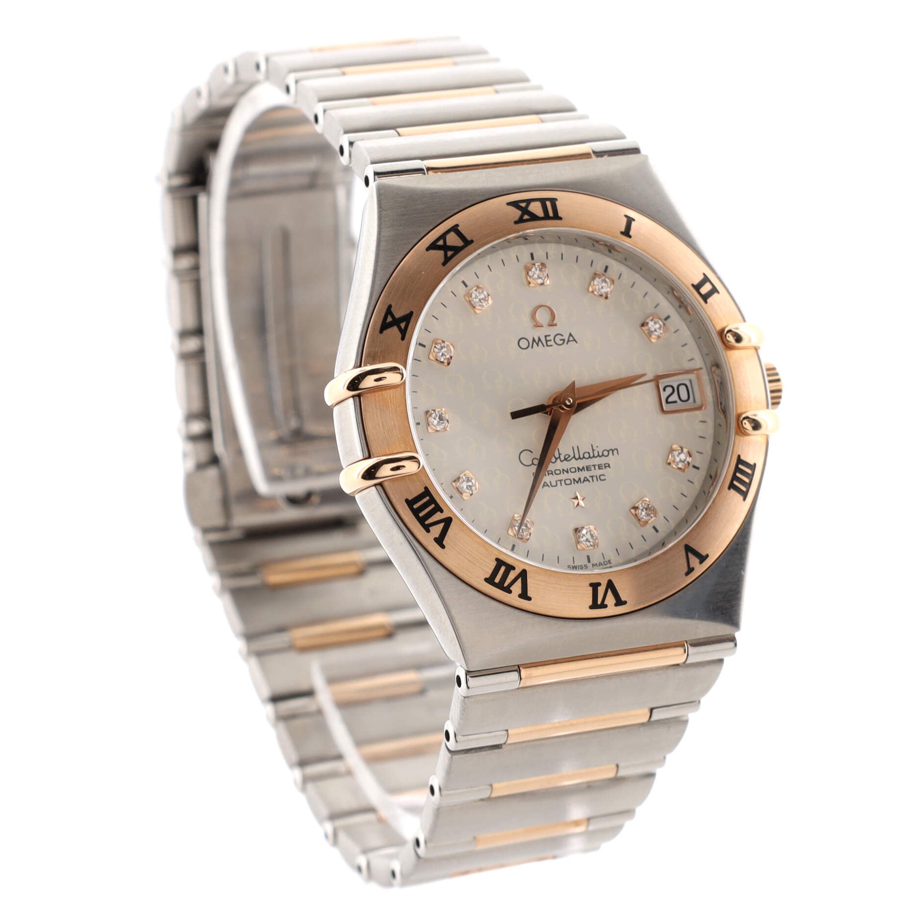 Constellation Co-Axial Chronometer Automatic Watch Stainless Steel and Rose Gold with Diamond Markers and Numerals 35