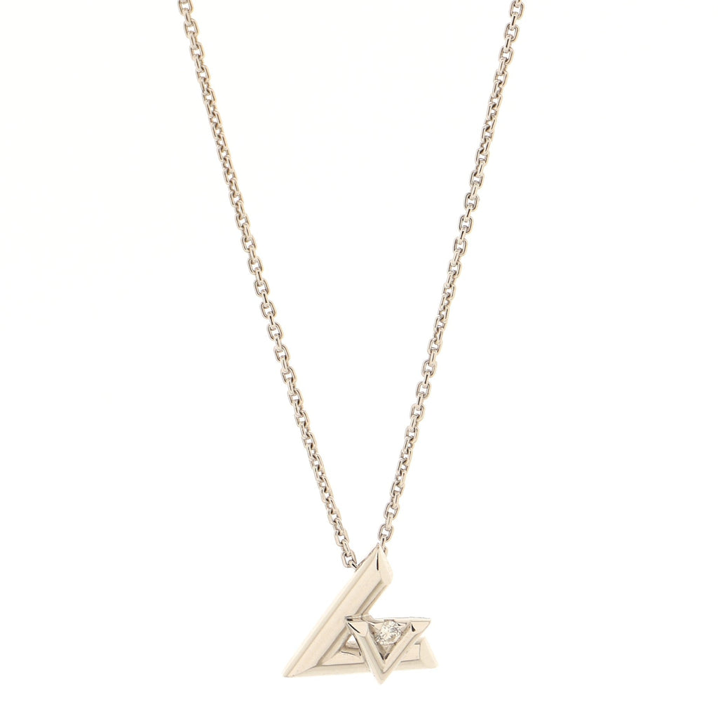 LV Volt One Pendant Necklace 18K White Gold with Diamond Small