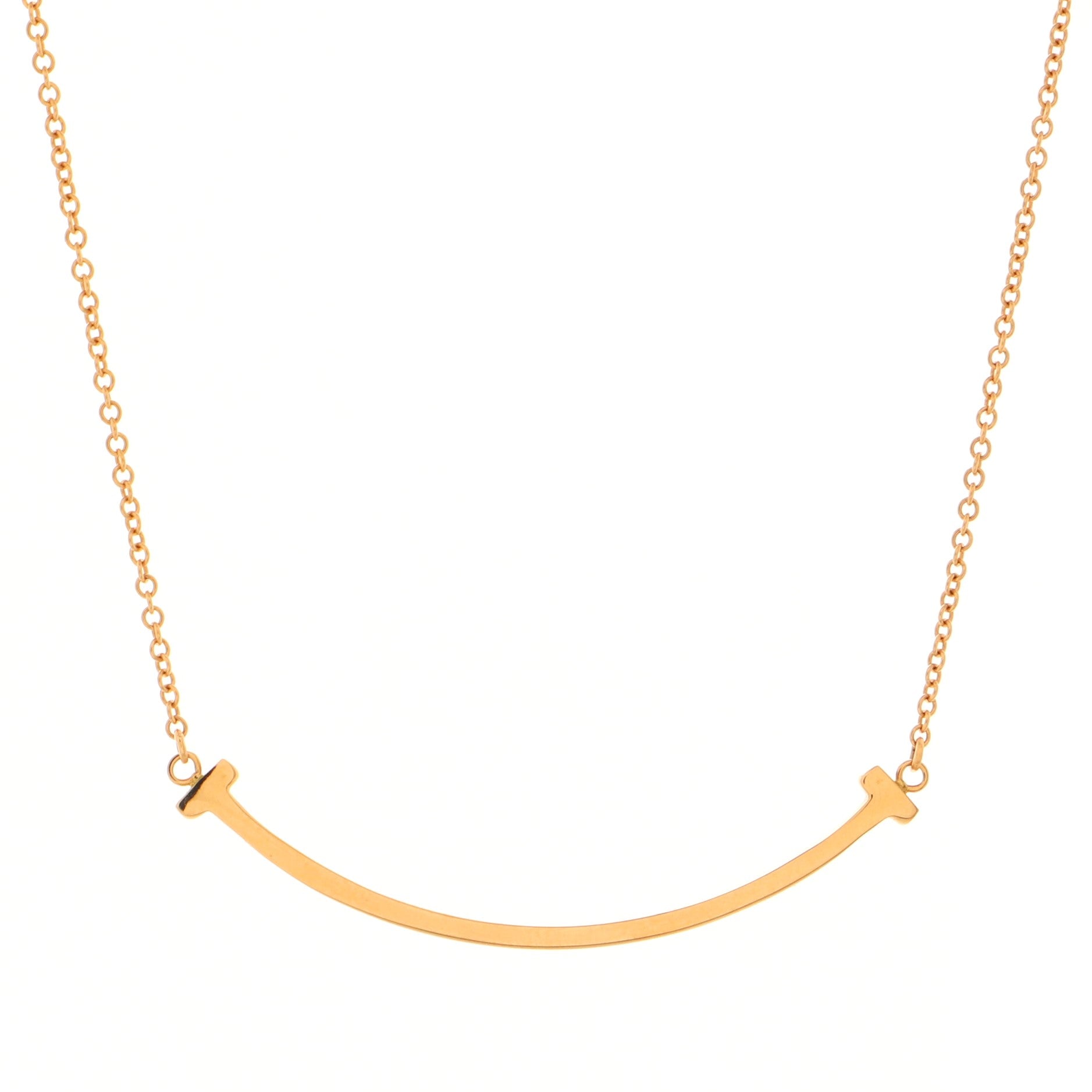 T Smile Pendant Necklace 18K Rose Gold Small