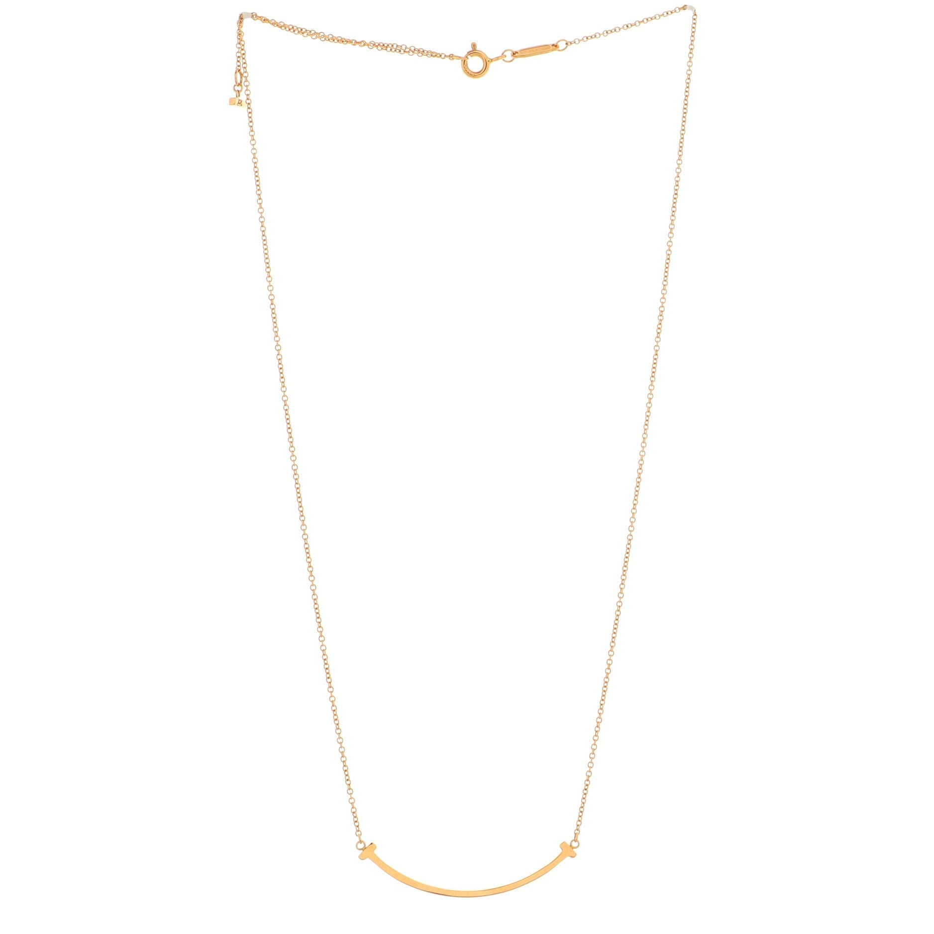 T Smile Pendant Necklace 18K Rose Gold Small