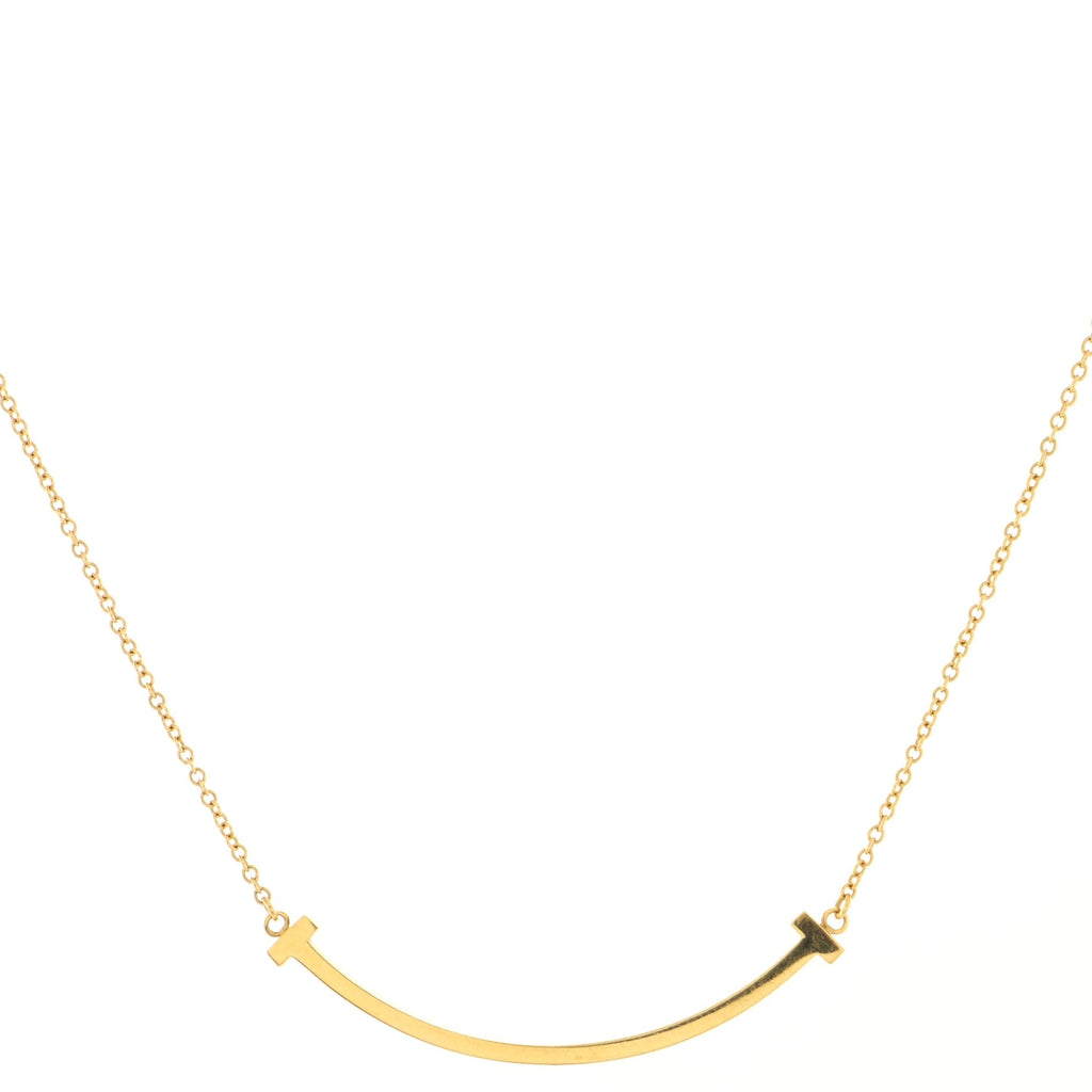 T Smile Pendant Necklace 18K Yellow Gold Small