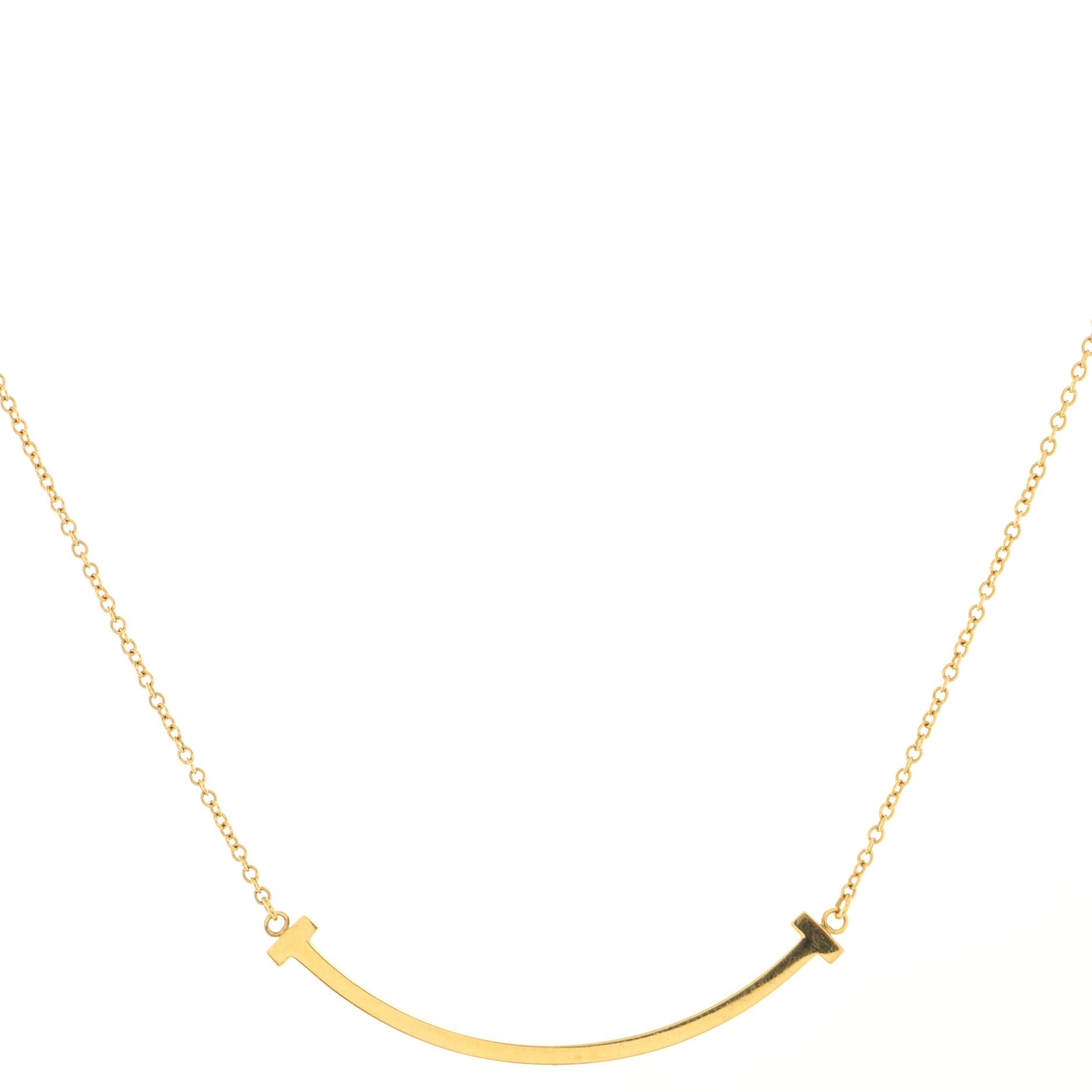T Smile Pendant Necklace 18K Yellow Gold Small