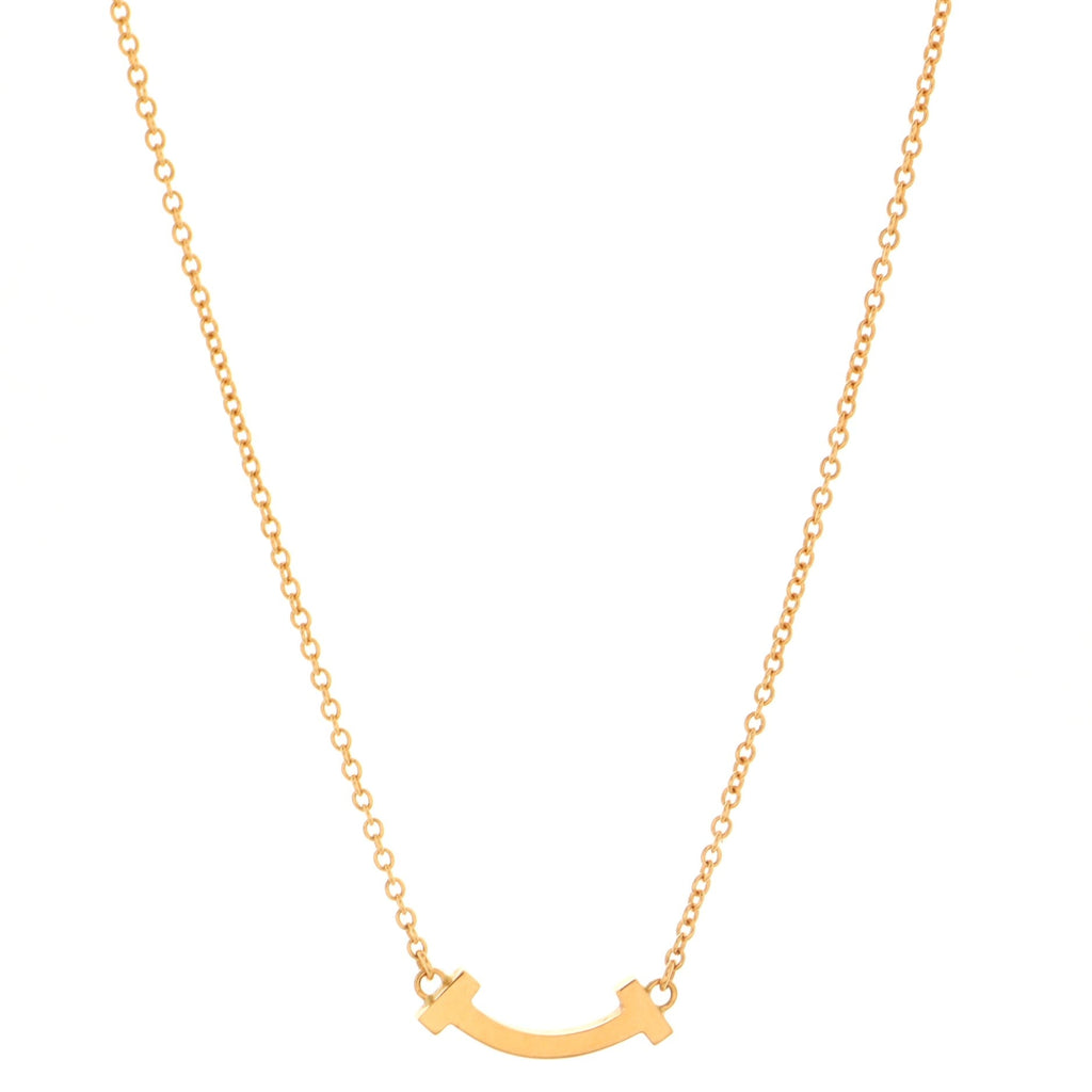T Smile Pendant Necklace 18K Rose Gold Mini