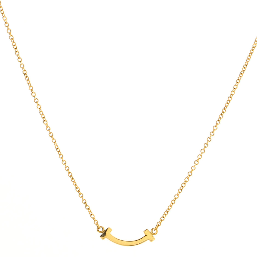 T Smile Pendant Necklace 18K Yellow Gold Mini