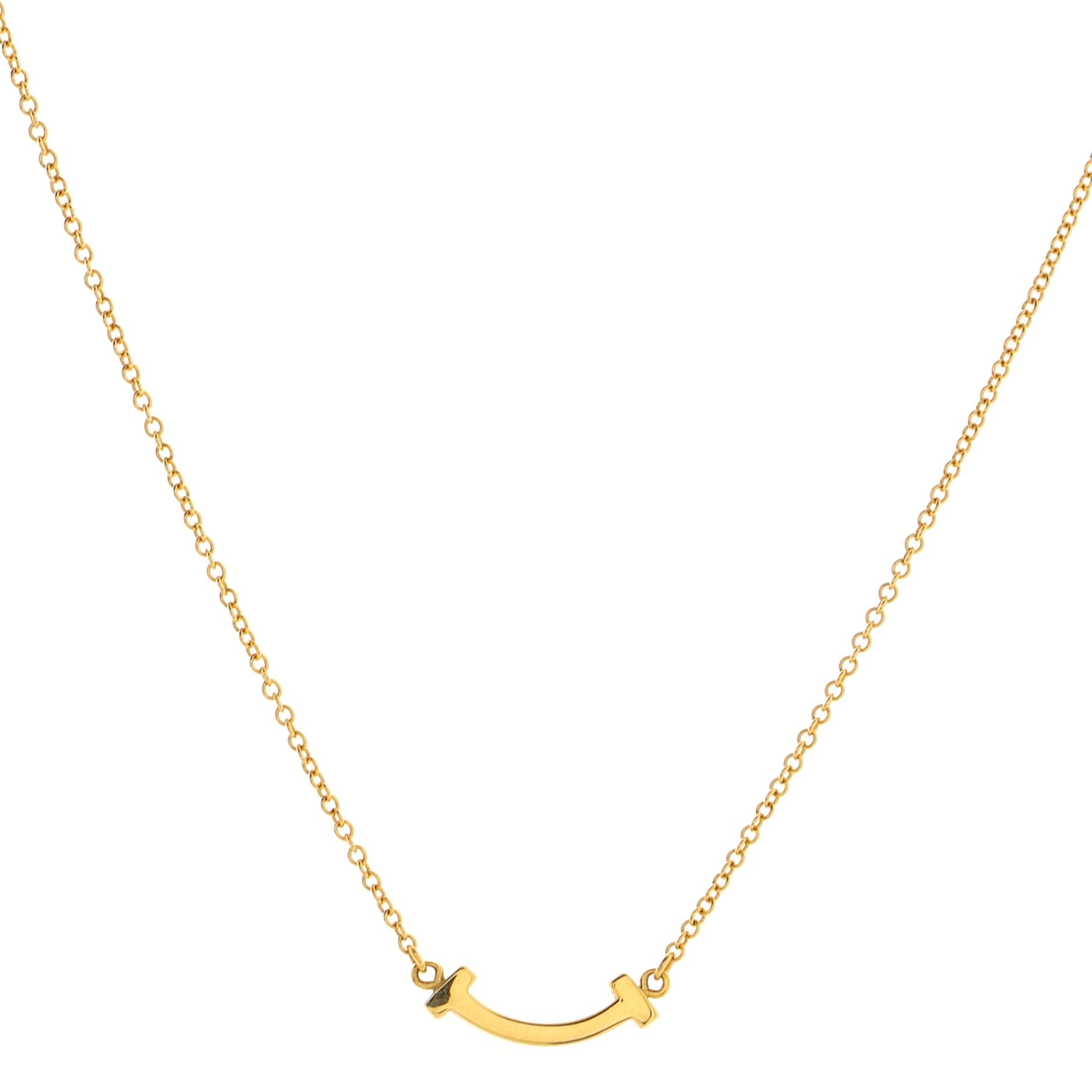 T Smile Pendant Necklace 18K Yellow Gold Mini