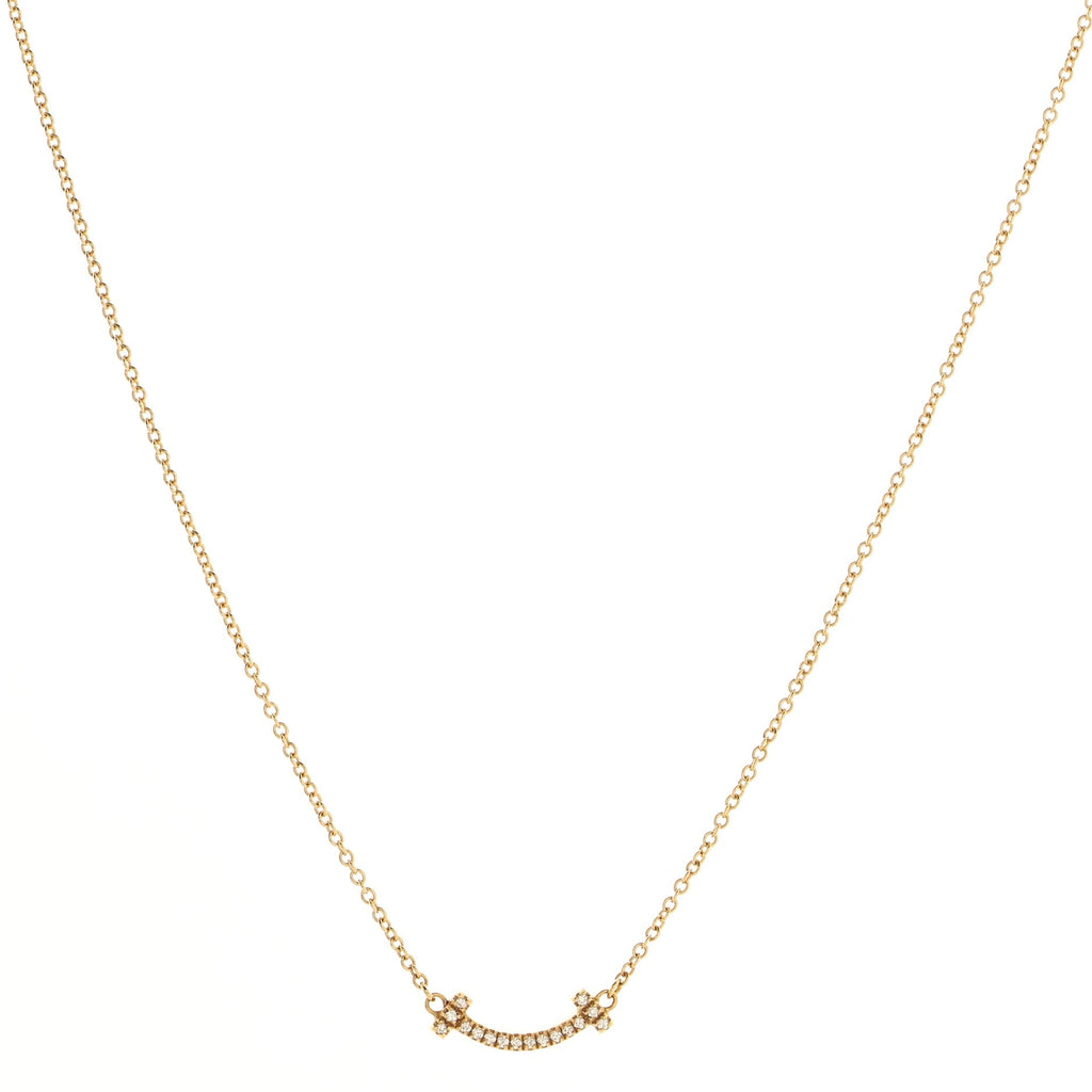 T Smile Pendant Necklace 18K Yellow Gold with Diamonds Mini