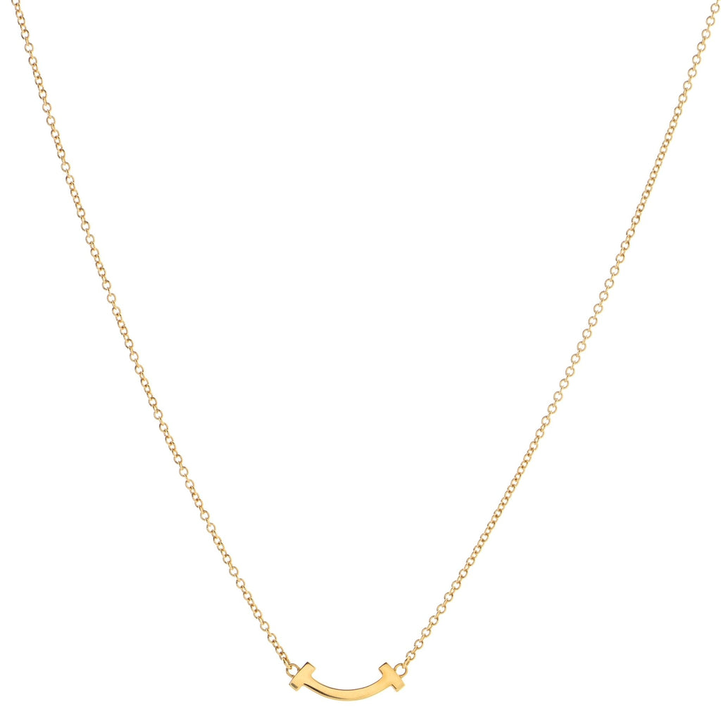 T Smile Pendant Necklace 18K Yellow Gold with Diamonds Mini
