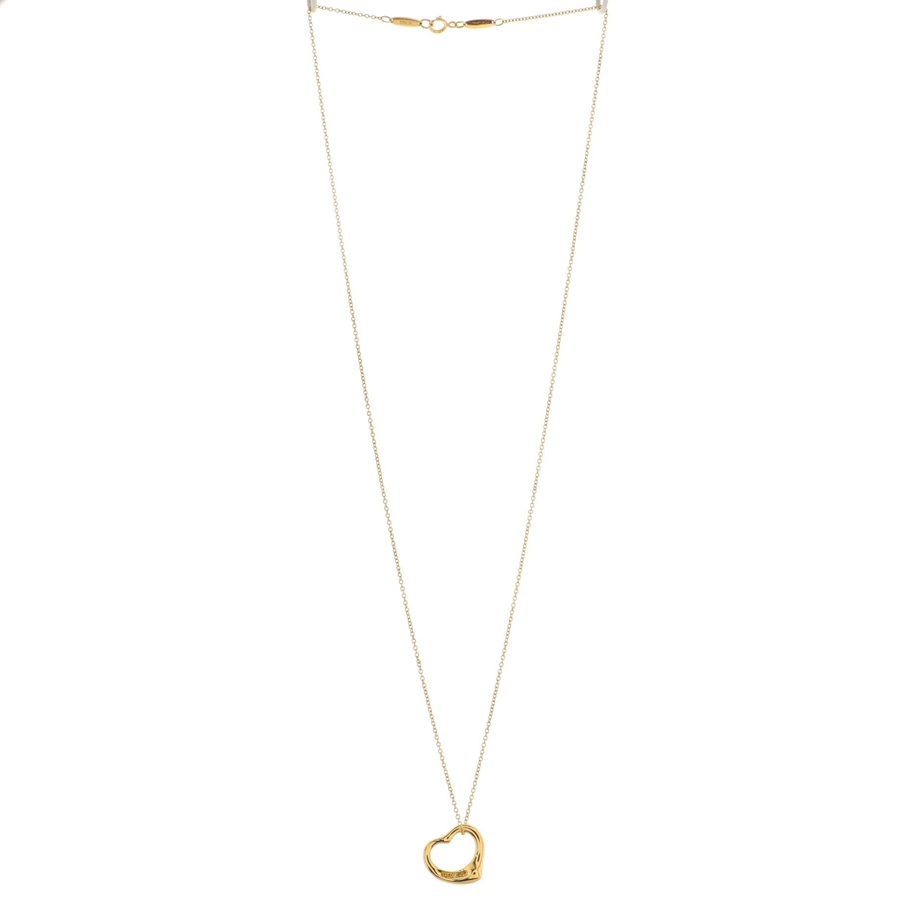 Elsa Peretti Open Heart Pendant Necklace 18K Yellow Gold with Yellow Diamonds 16mm