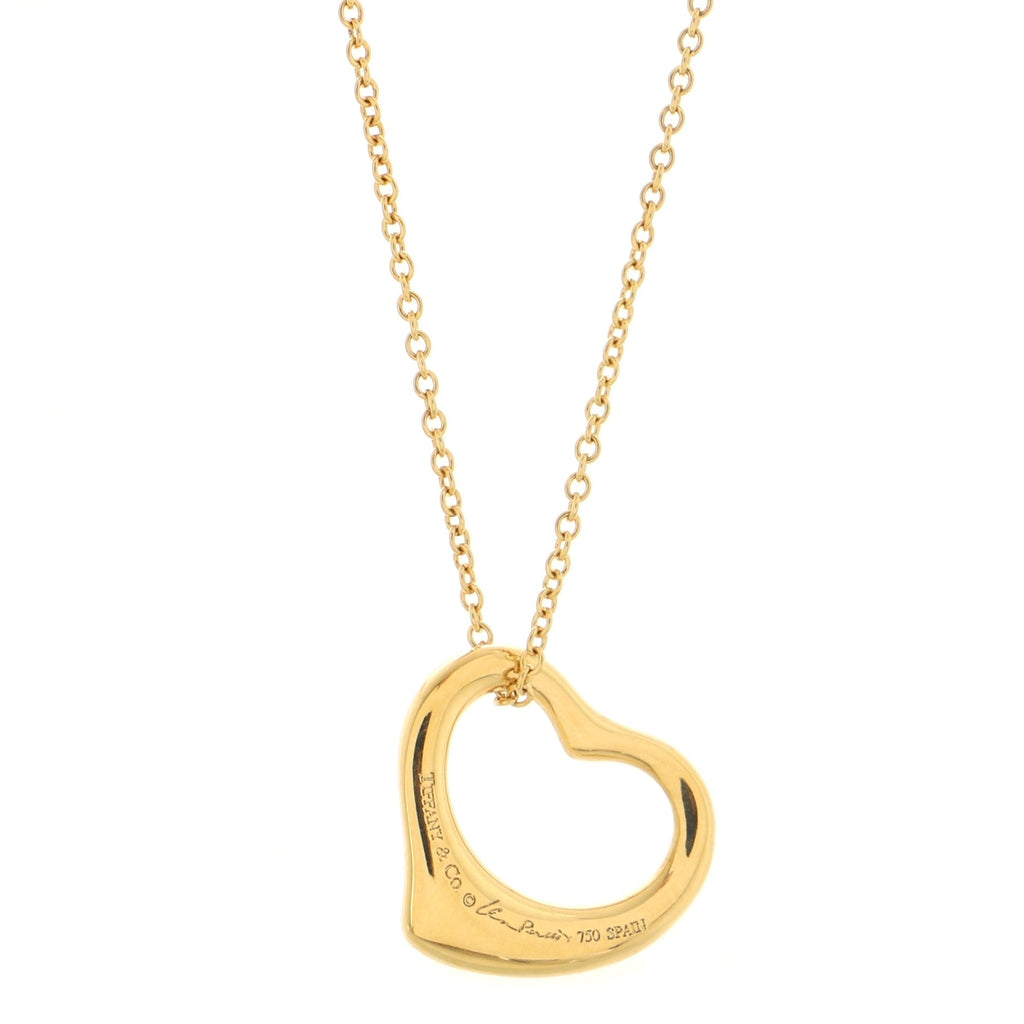 Elsa Peretti Open Heart Pendant Necklace 18K Yellow Gold with Yellow Diamonds 16mm