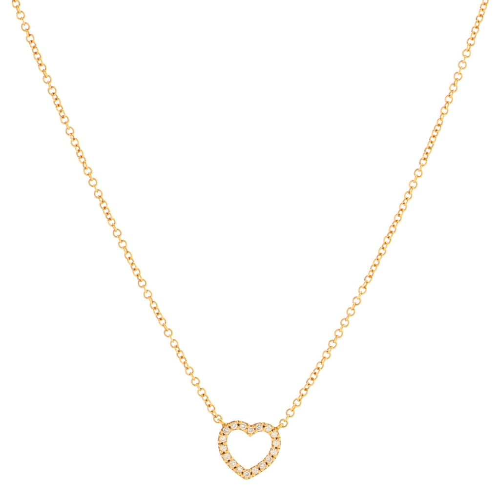 Metro Heart Pendant Necklace 18K Rose Gold and Diamonds Mini