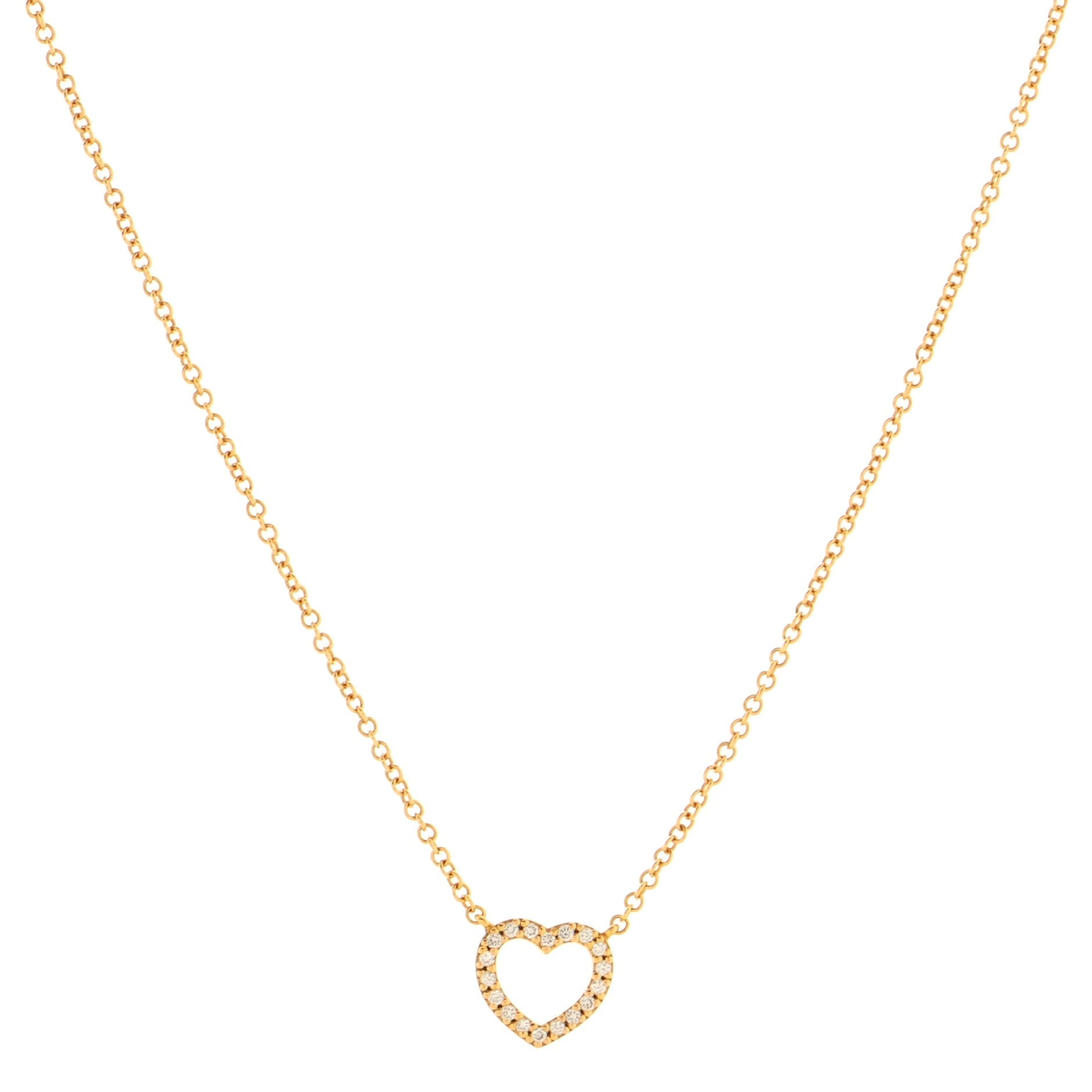 Metro Heart Pendant Necklace 18K Rose Gold and Diamonds Mini