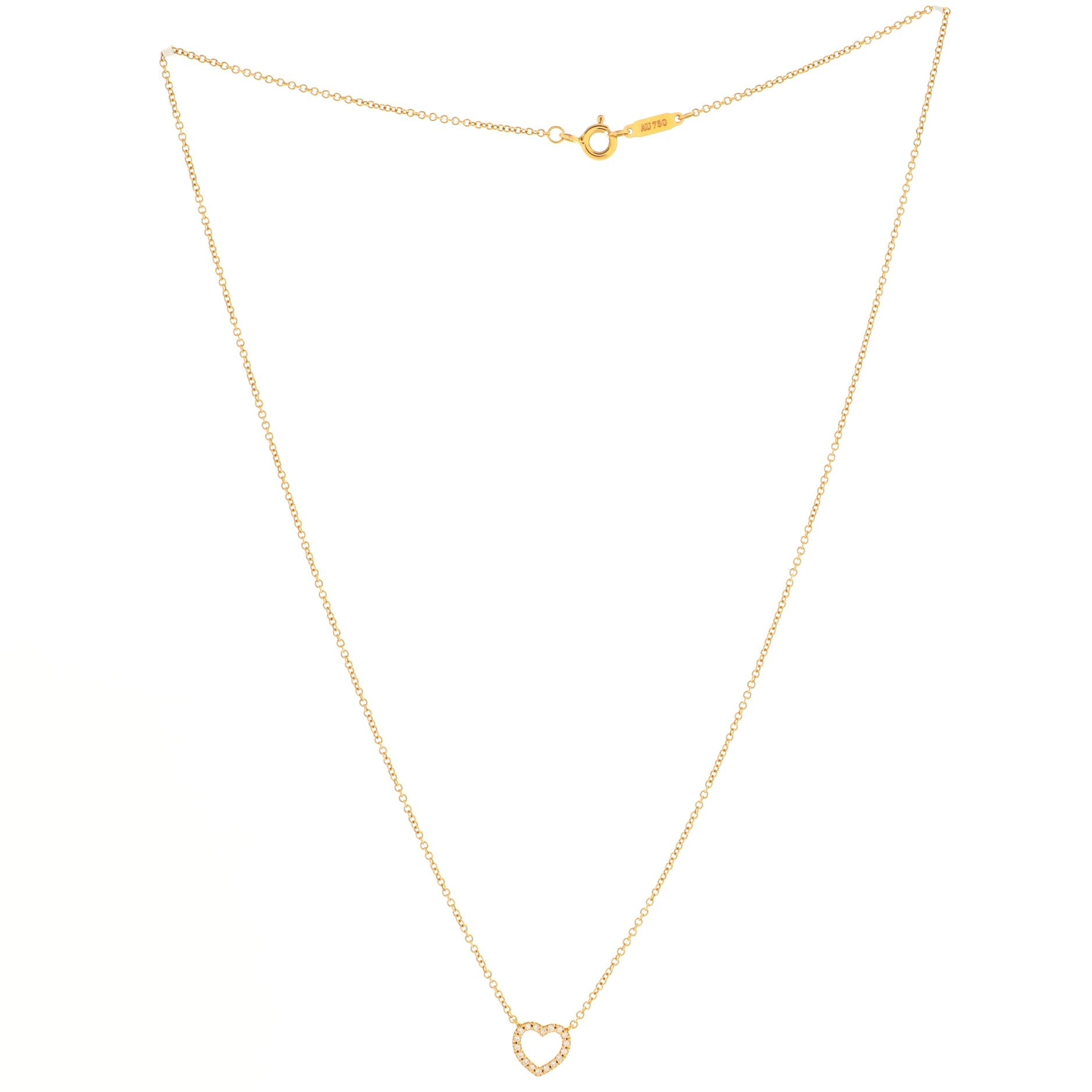 Metro Heart Pendant Necklace 18K Rose Gold and Diamonds Mini