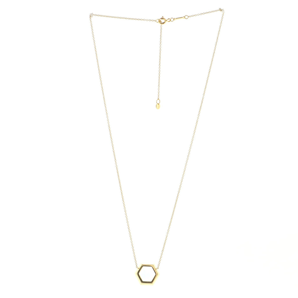 Paloma's Studio Hexagon Pendant Necklace 18K Yellow Gold with Blue Topaz