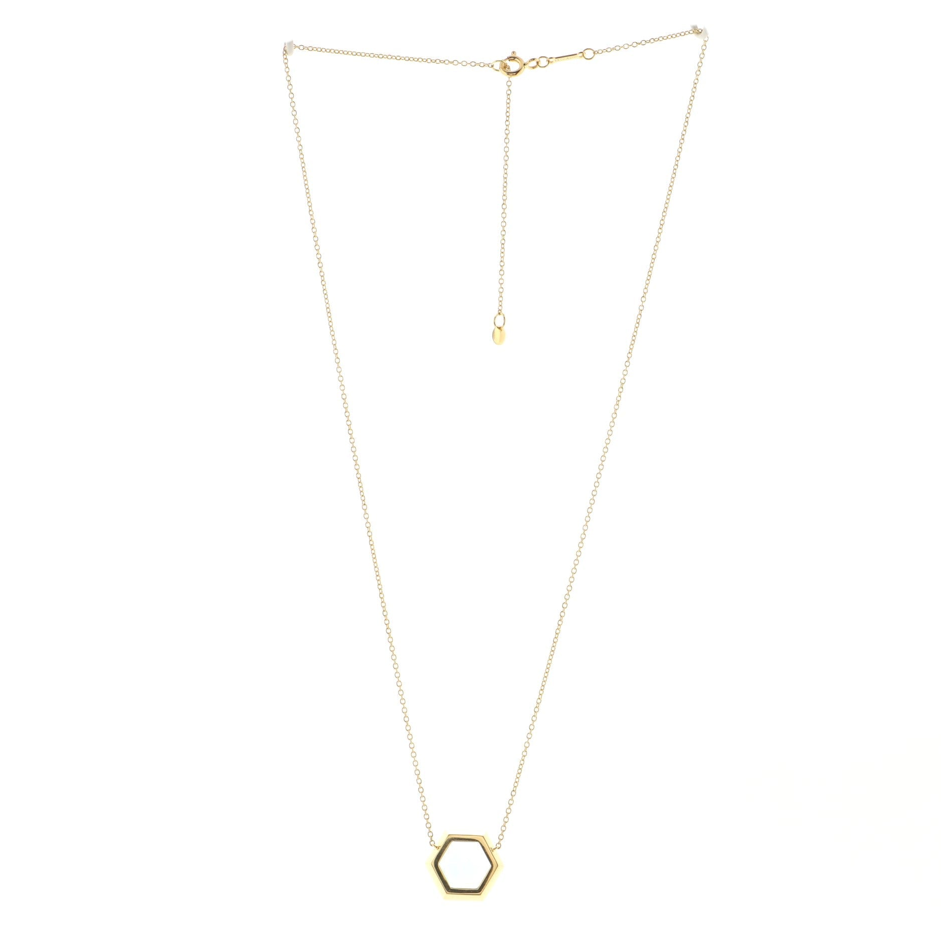 Paloma's Studio Hexagon Pendant Necklace 18K Yellow Gold with Blue Topaz