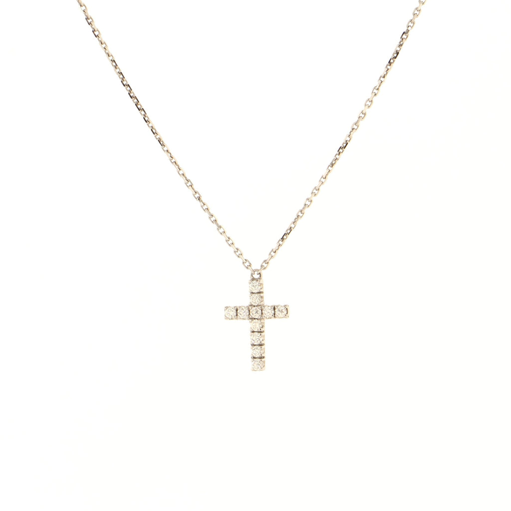 Cross Pendant Necklace 18K White Gold with Diamonds