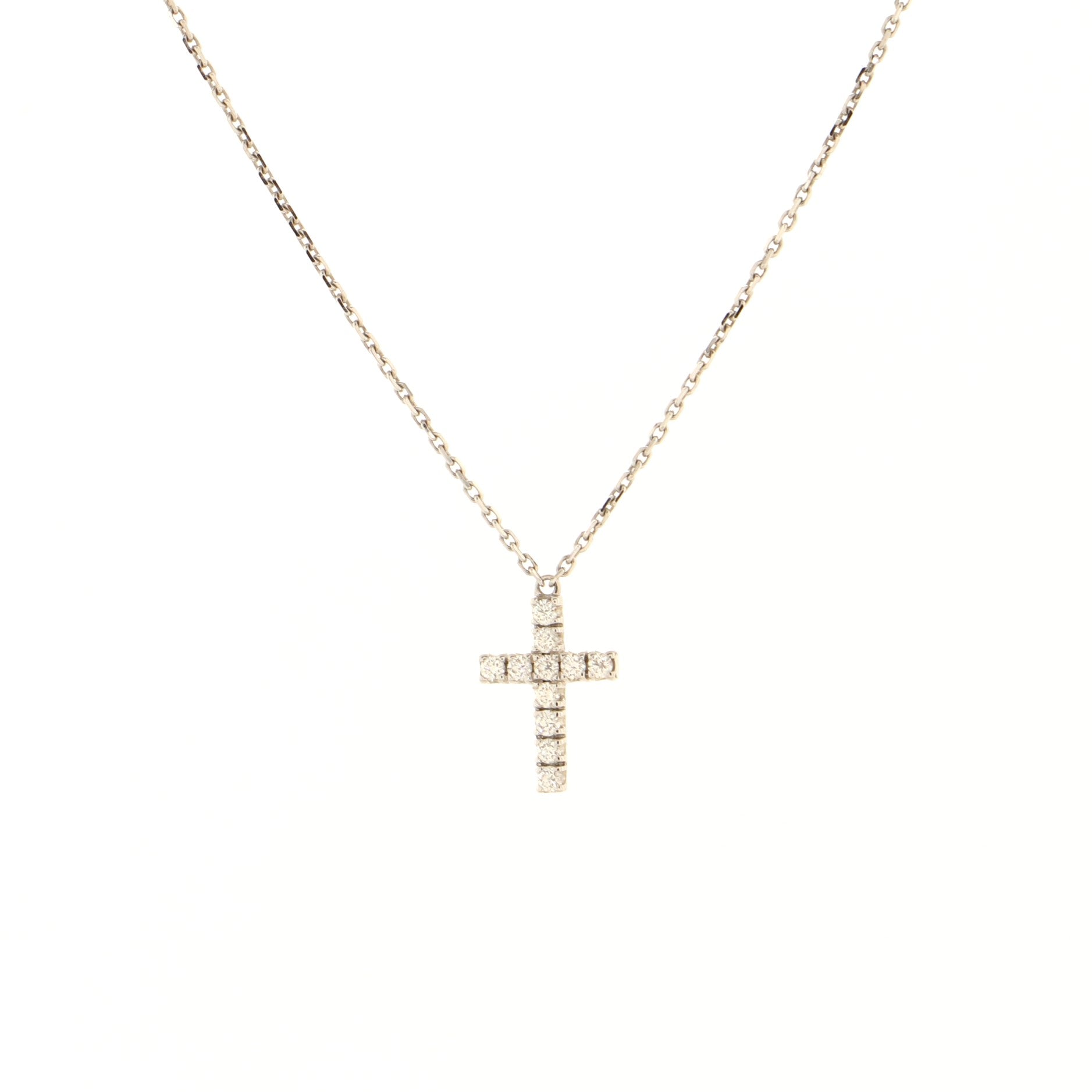 Cross Pendant Necklace 18K White Gold with Diamonds