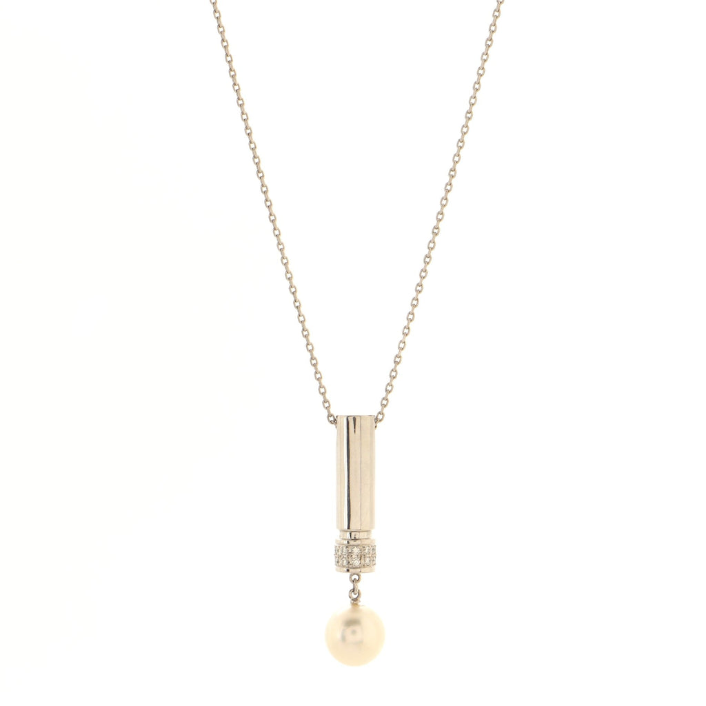 Drop Pendant Necklace 14K White Gold with Diamonds 9mm