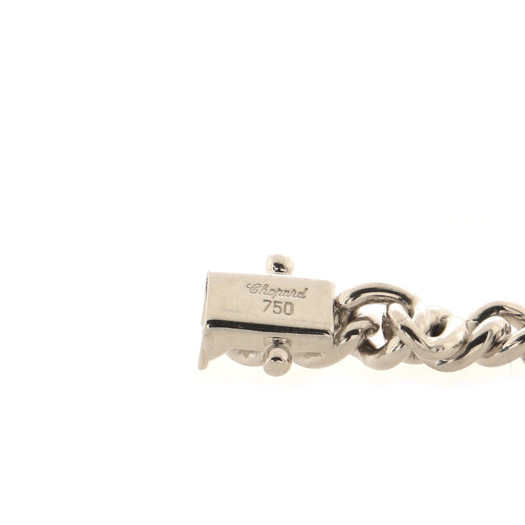 Happy Diamonds 1 Heart Curb Link Bracelet 18K White Gold with Diamonds
