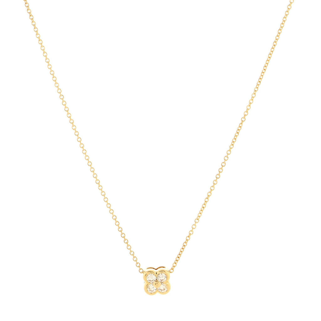 Flower Pendant Necklace 18K Yellow Gold with Diamonds