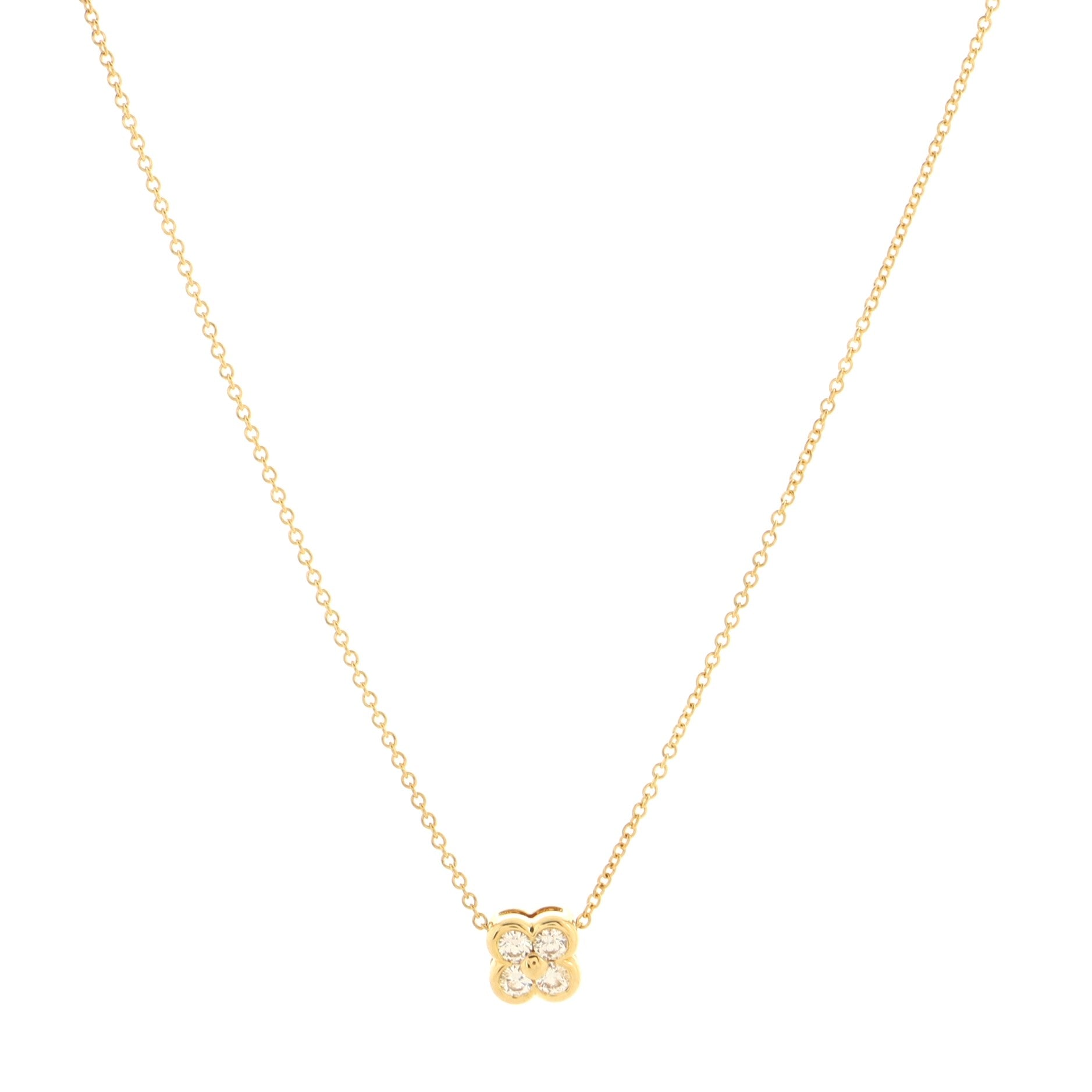 Flower Pendant Necklace 18K Yellow Gold with Diamonds