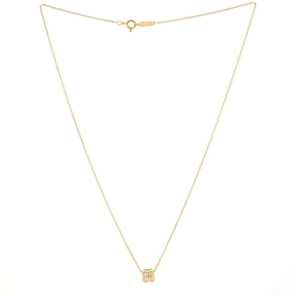 Flower Pendant Necklace 18K Yellow Gold with Diamonds