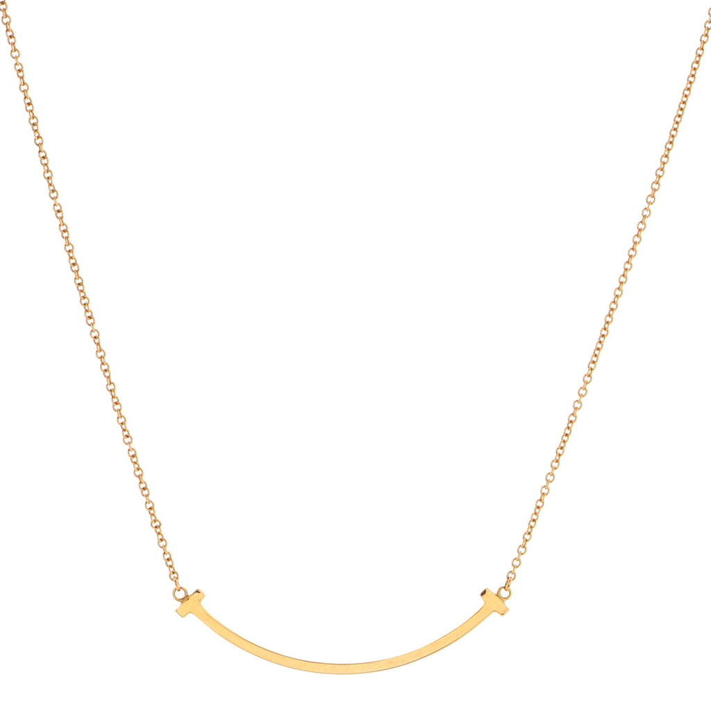 T Smile Pendant Necklace 18K Rose Gold Small