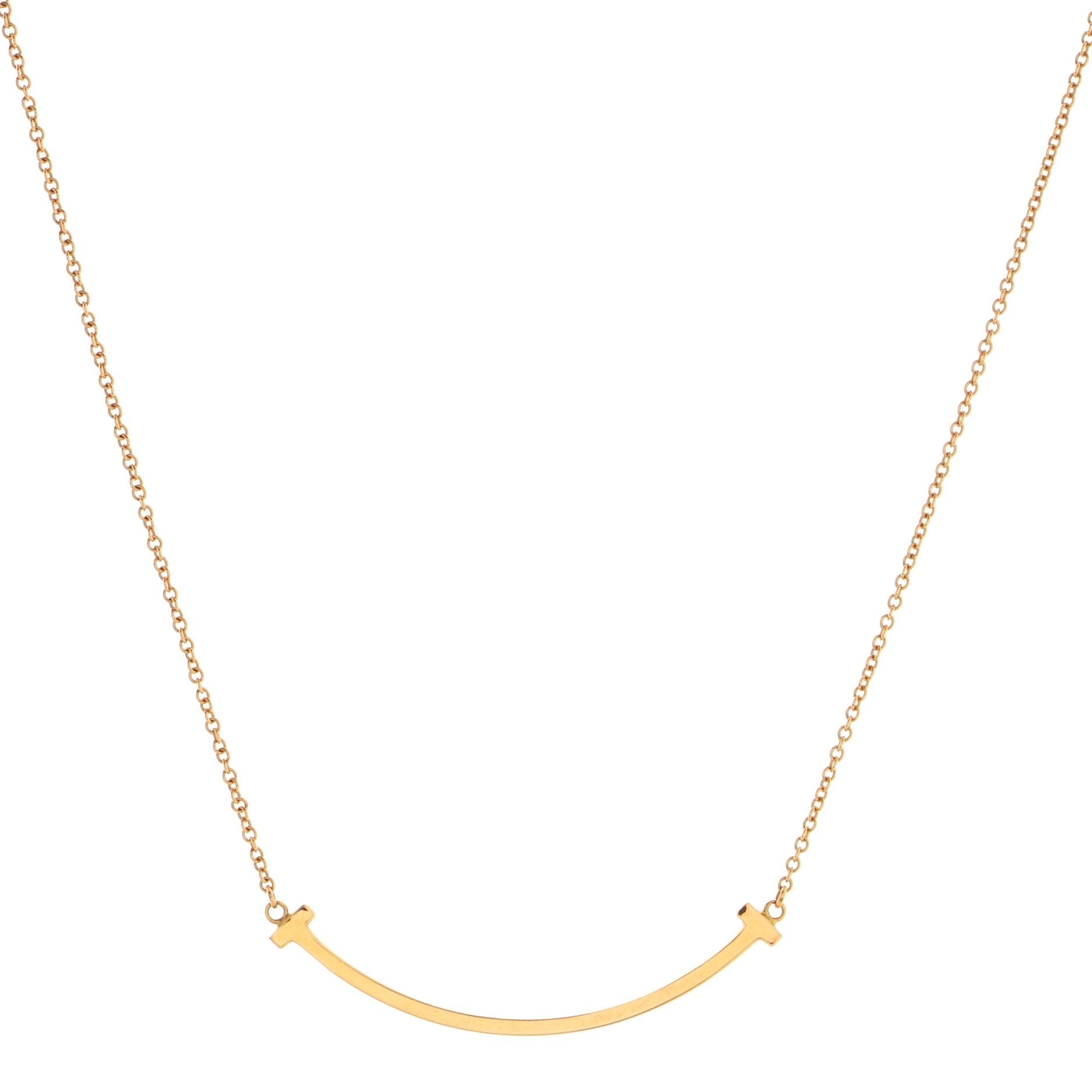 T Smile Pendant Necklace 18K Rose Gold Small