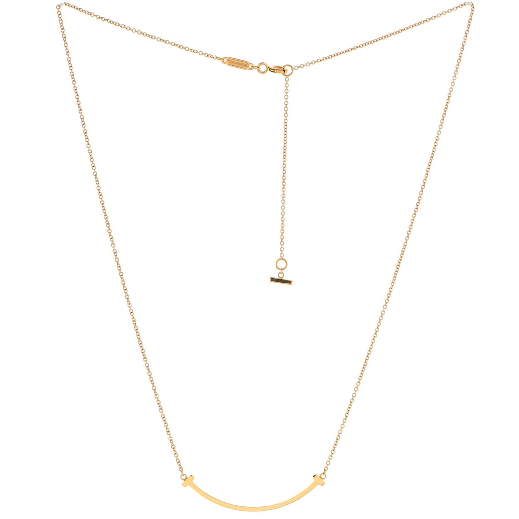 T Smile Pendant Necklace 18K Rose Gold Small