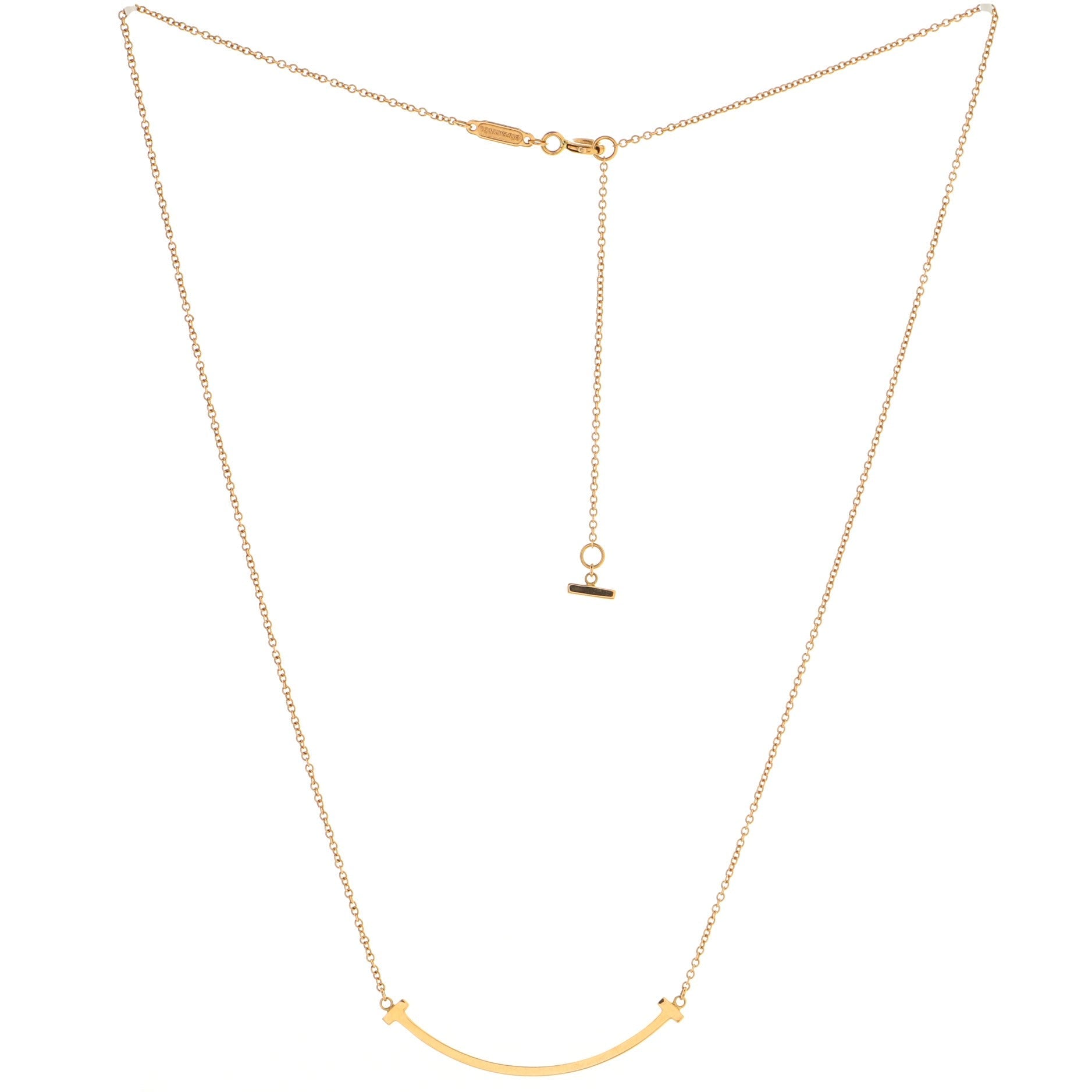 T Smile Pendant Necklace 18K Rose Gold Small