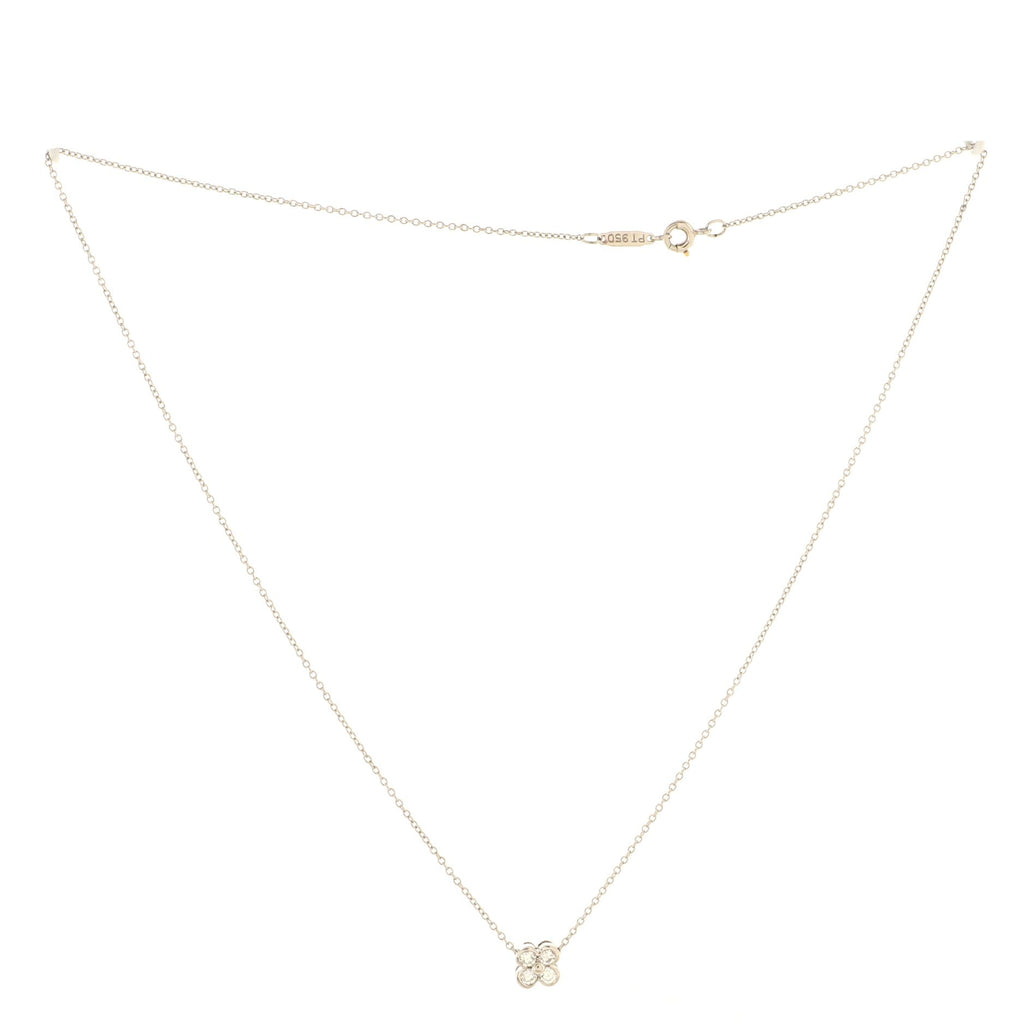 Garden Flower Pendant Necklace Platinum and Diamonds