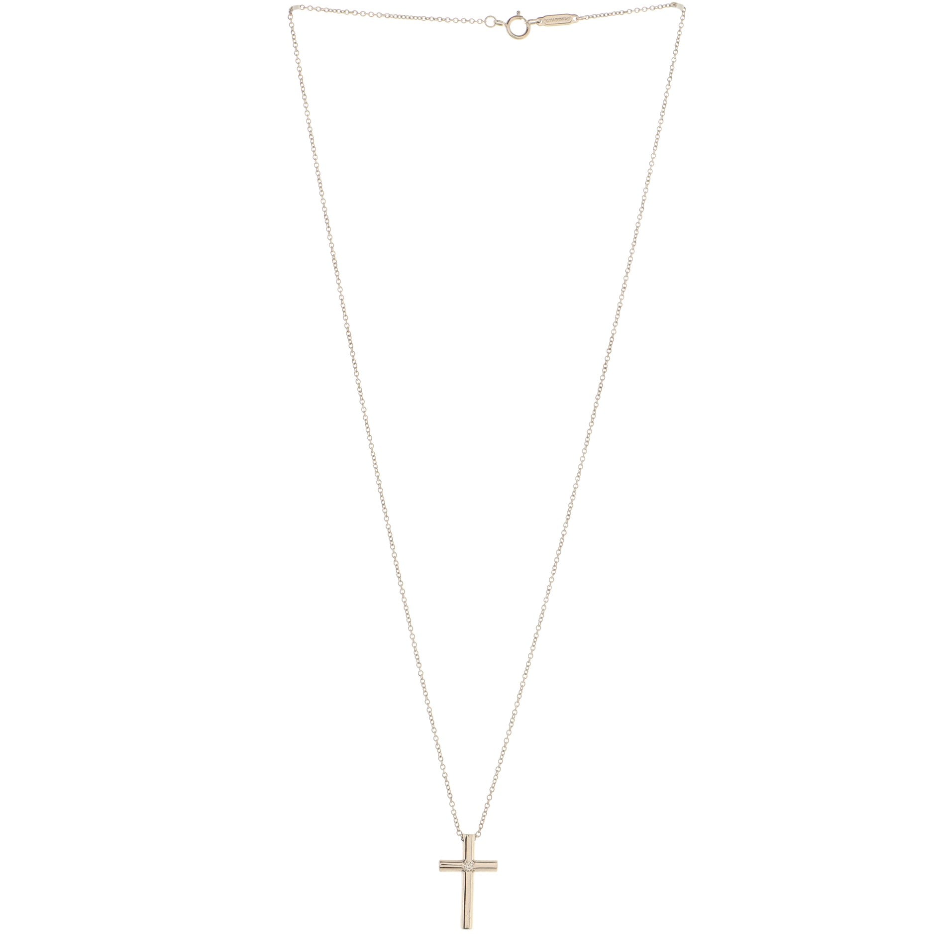 Cross Pendant Necklace 18K White Gold with Diamond