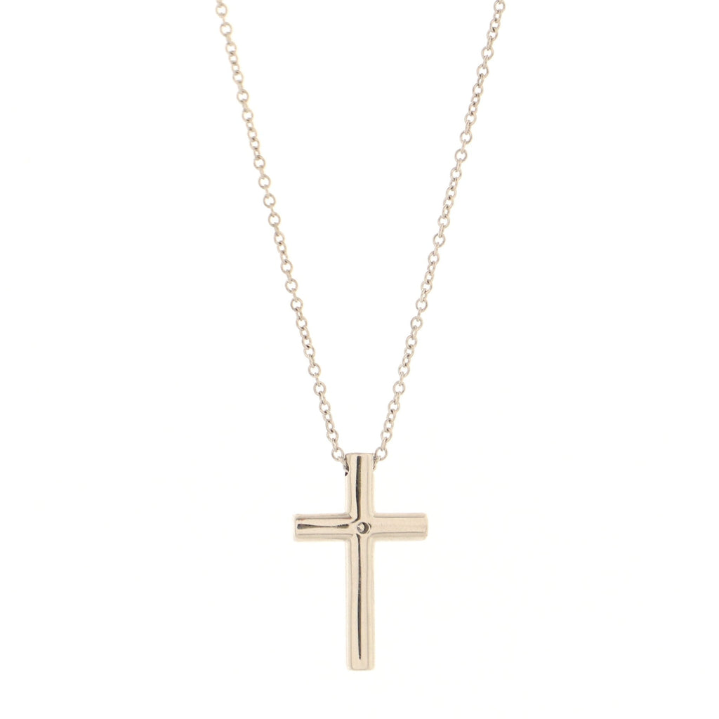 Cross Pendant Necklace 18K White Gold with Diamond