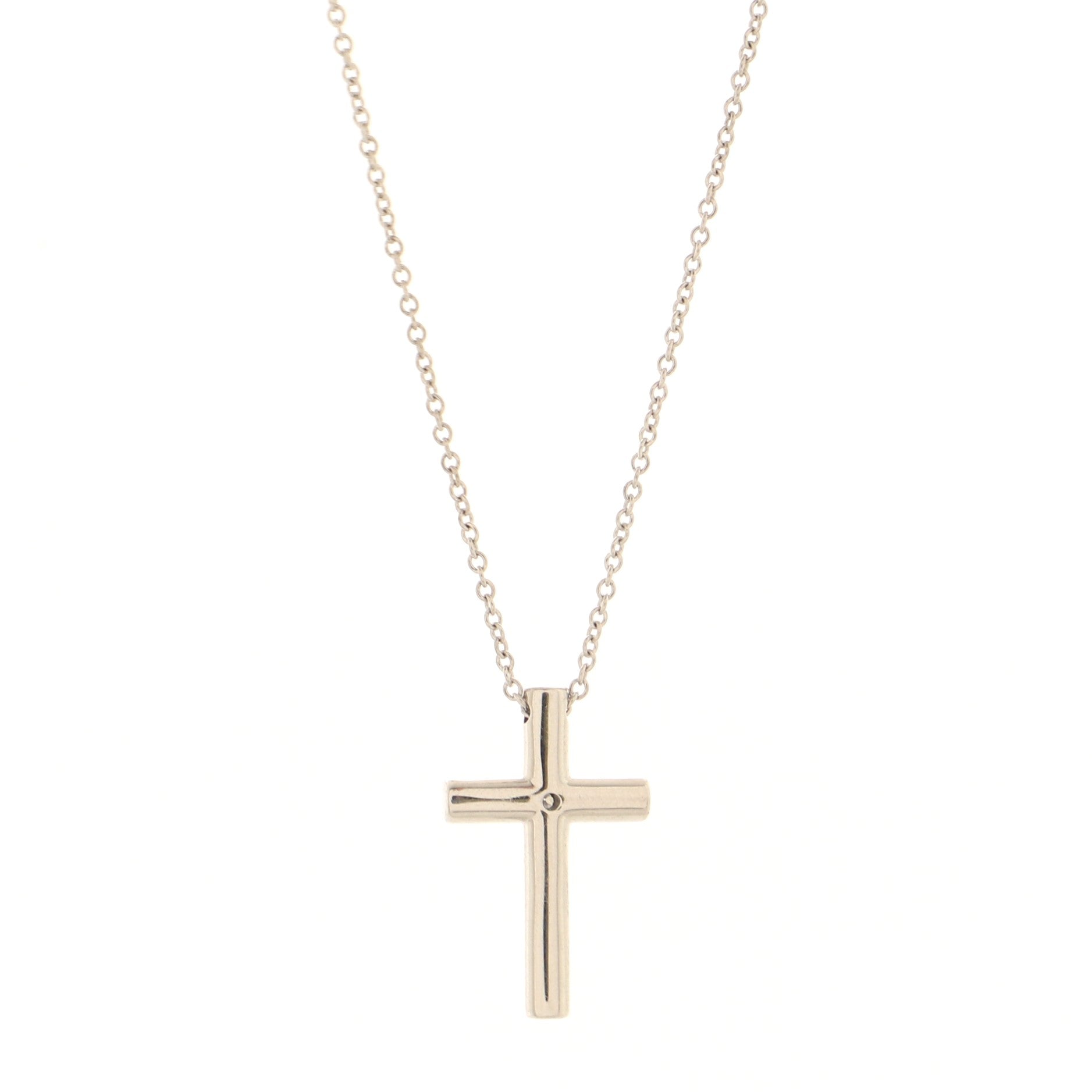 Cross Pendant Necklace 18K White Gold with Diamond