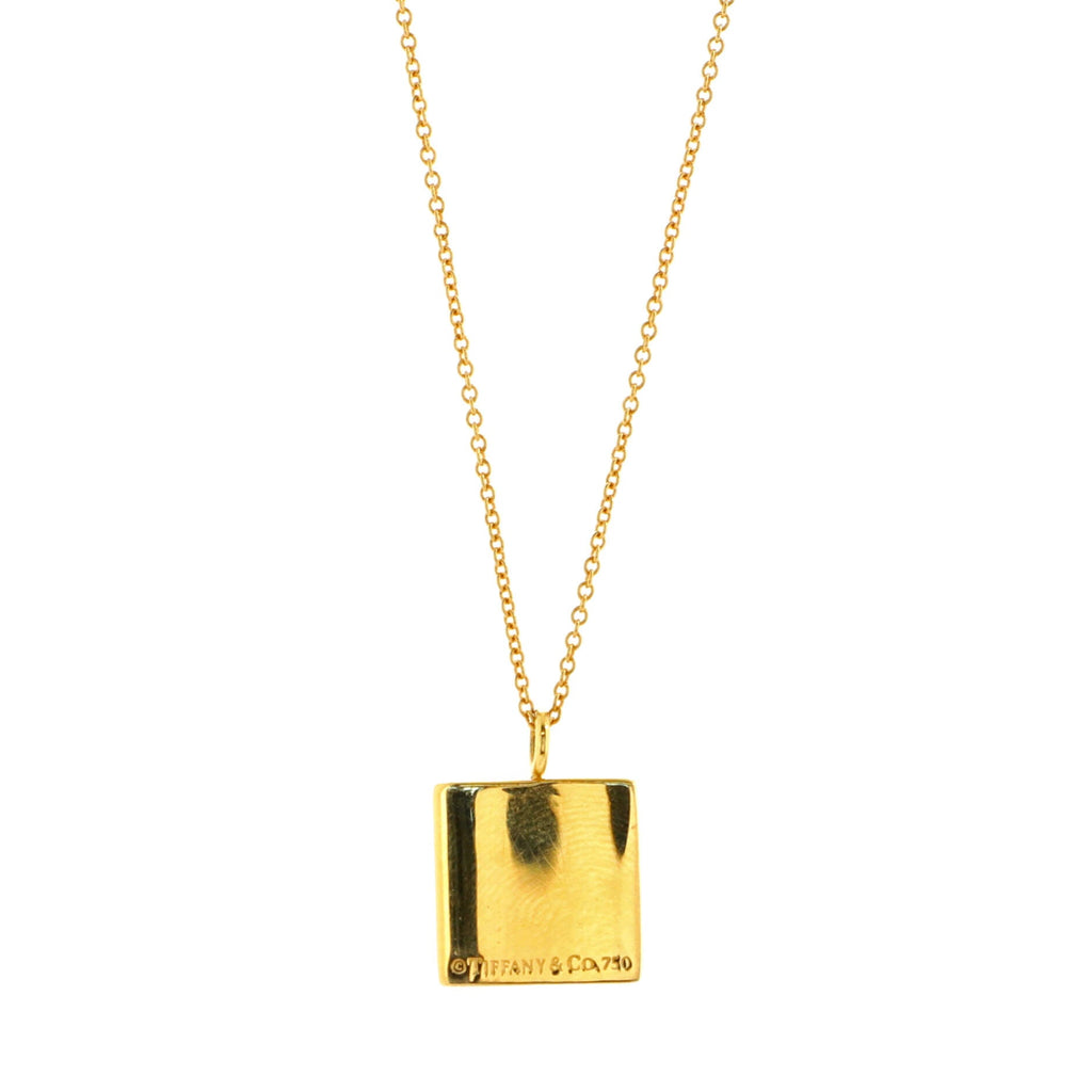 Notes Square Pendant Necklace 18K Yellow Gold