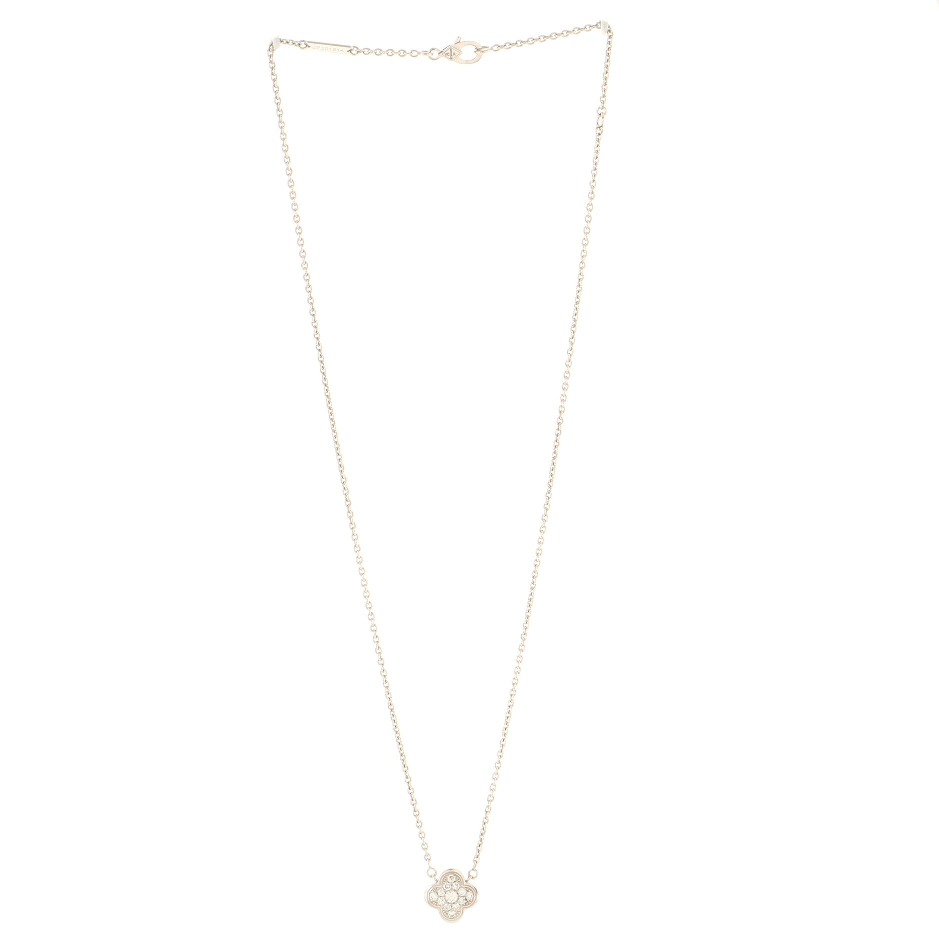 Pure Alhambra Pendant Necklace 18K White Gold with Diamonds