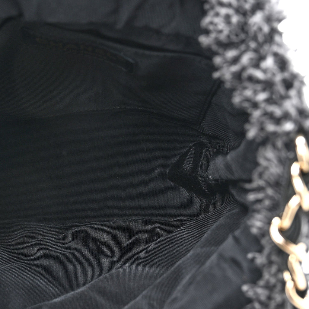 Denim Quilted Mood Small Bucket With Chain Black Multicolor