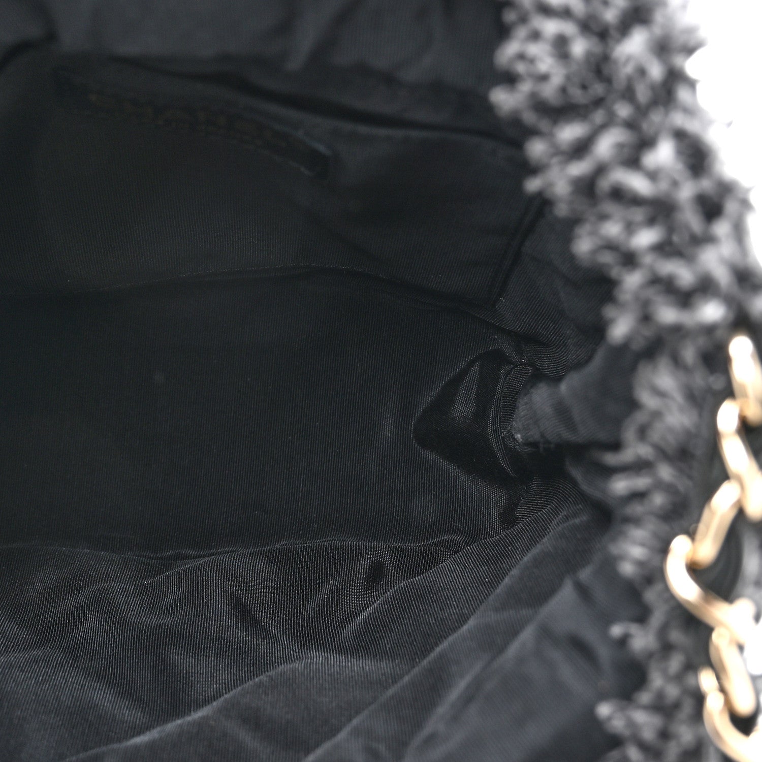 Denim Quilted Mood Small Bucket With Chain Black Multicolor