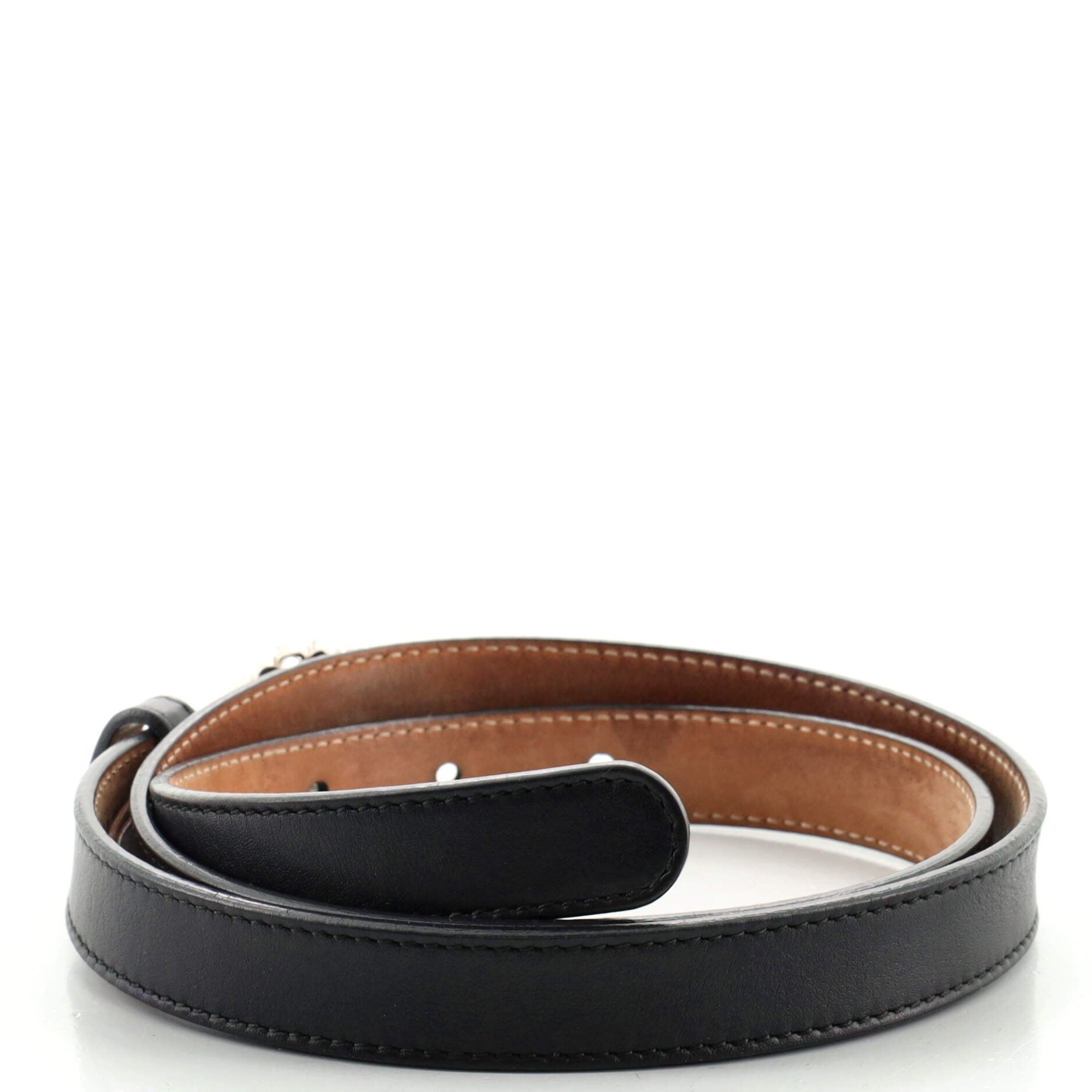 Interlocking G Belt Leather with Crystals Thin 80